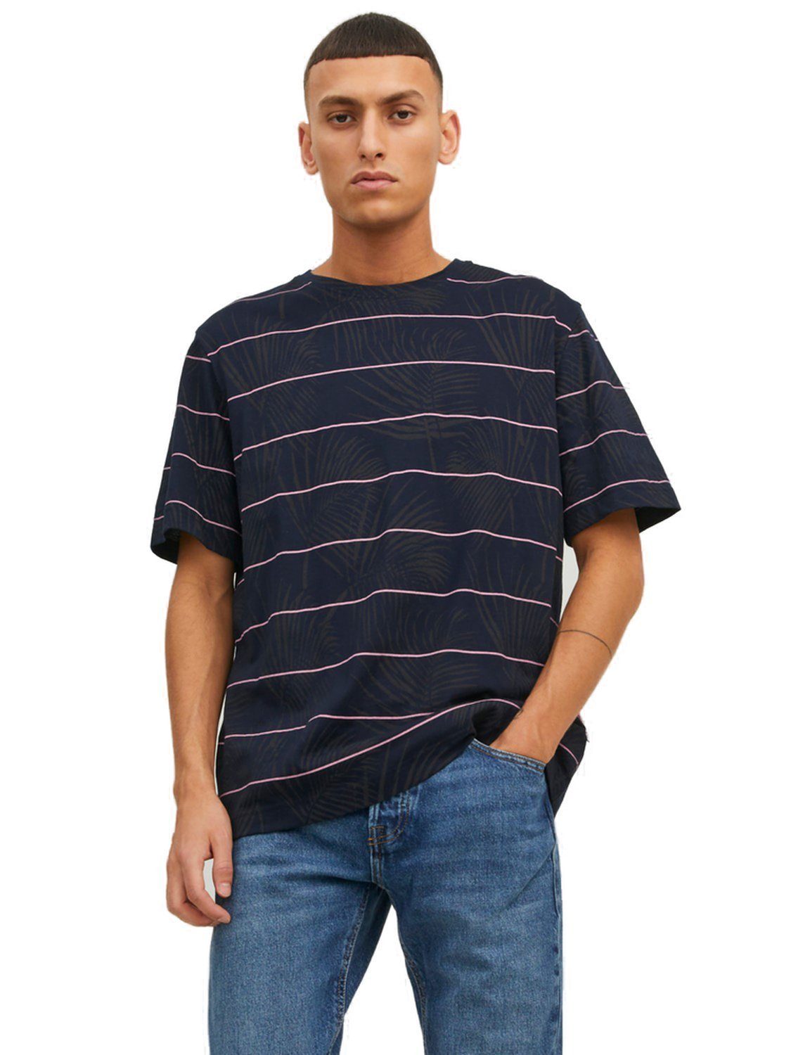 Jack & Jones T-Shirt JORPALMA (1-tlg) aus Baumwolle Navy Blazer 12235191