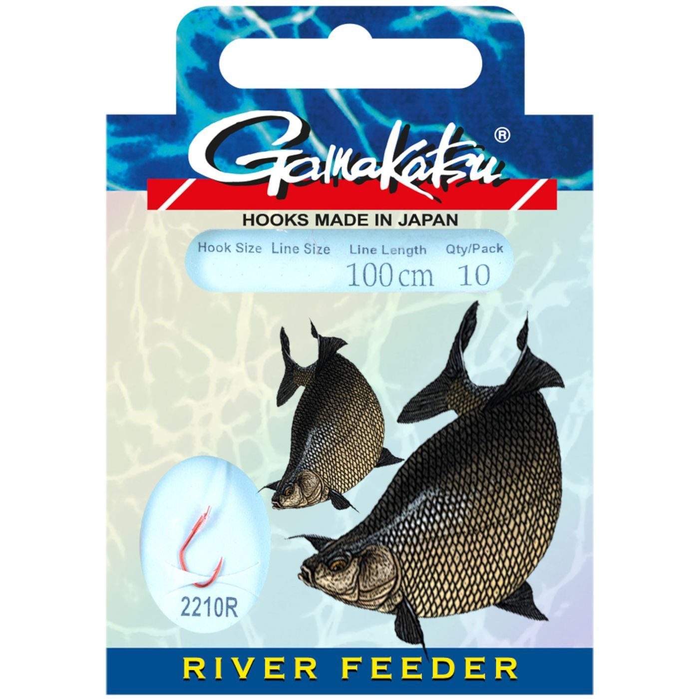 Stipphaken Gamakatsu Bream River Feeder LS-2210 Rot 100cm - 10 gebundene Haken