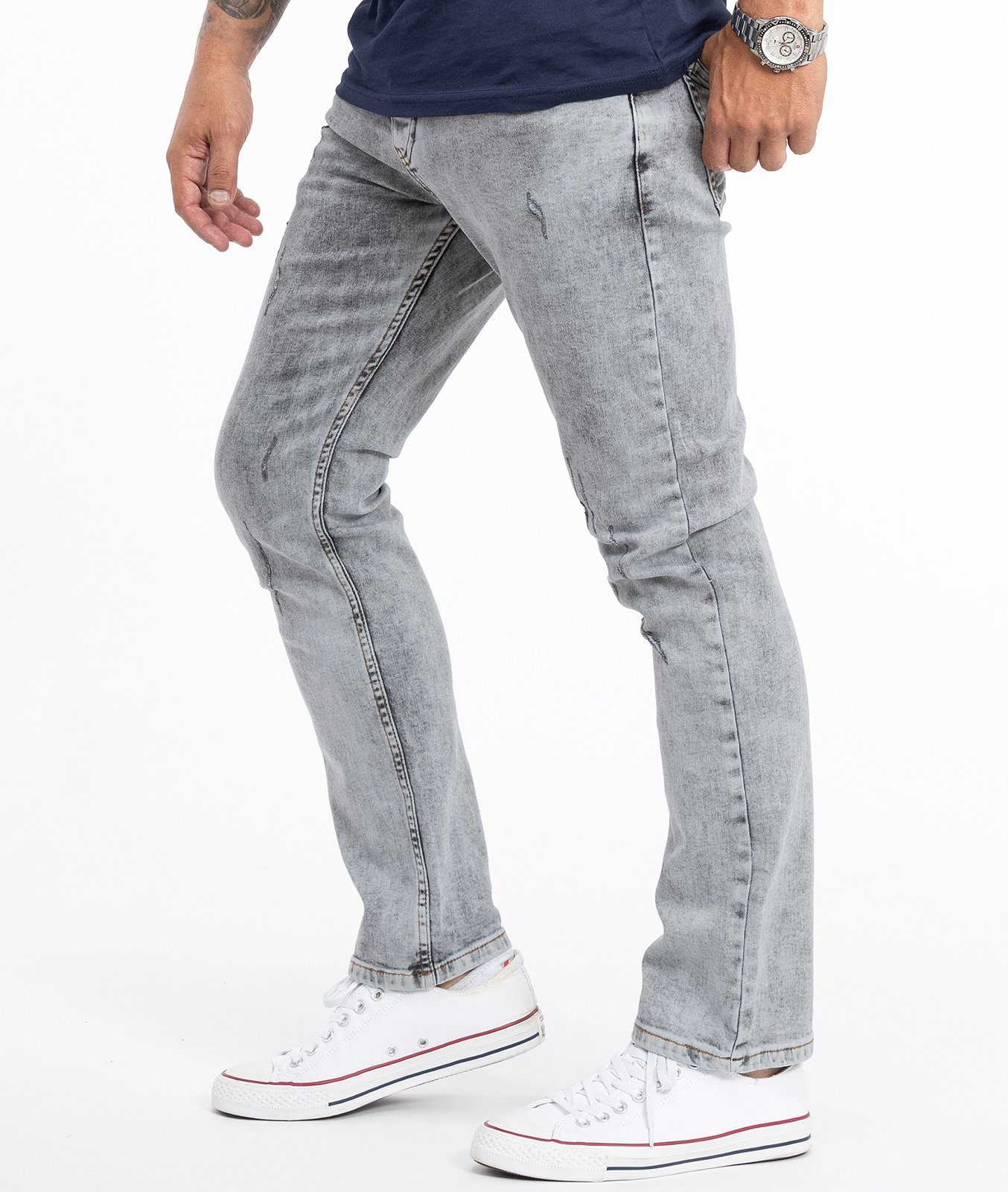 Rock Creek Jeans Herren RC-2106 Grau Regular-fit-Jeans Stonewashed