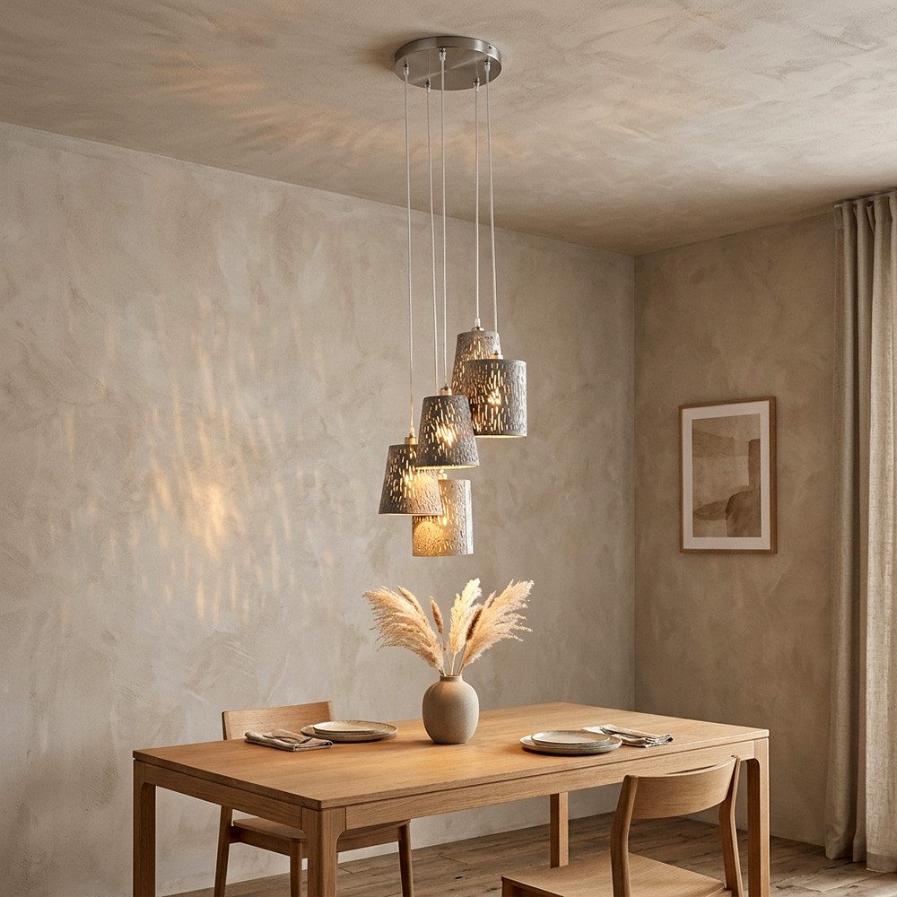 GLOBO LIGHTING LED-Hängeleuchte, Leuchtmittel inklusive, Warmweiß, LED Pendelleuchte Hängelampe Küchenleuchte 5-flammig Silber H 140 cm