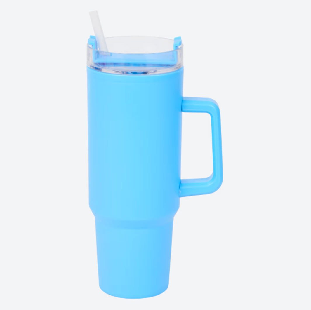 Spectrum Becher Trinkbecher mit Griff und Trinkhalm Kunststoff 1,2 Liter Drinking Cup