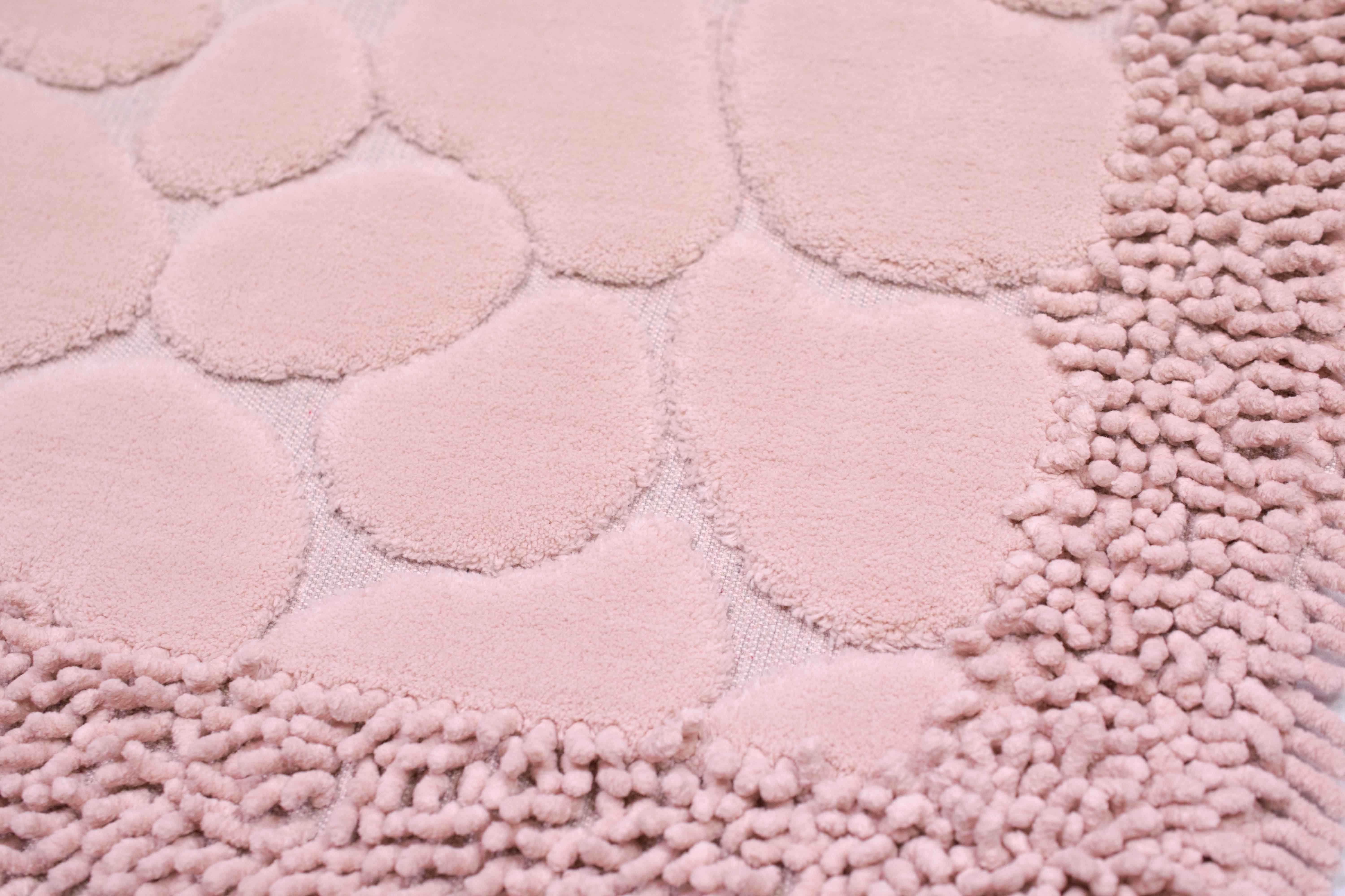 Set 2 Höhe: in Badezimmerteppich Steinoptik • • rosa, waschbar 7,5 mm, rechteckig, waschbar Teppich-Traum, Teppich rechteckig, teilig