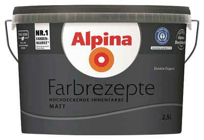 Alpina Wand- und Deckenfarbe Farbrezepte Dunkle Eleganz, Kräftiges Dunkelgrau, matt, 2,5 Liter