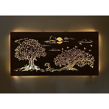 WohndesignPlus LED-Bild LED-Wandbild "Drei Eichen" 120cm x 60cm mit 230V, Natur, DIMMBAR! Viele Größen und verschiedene Dekore sind möglich.