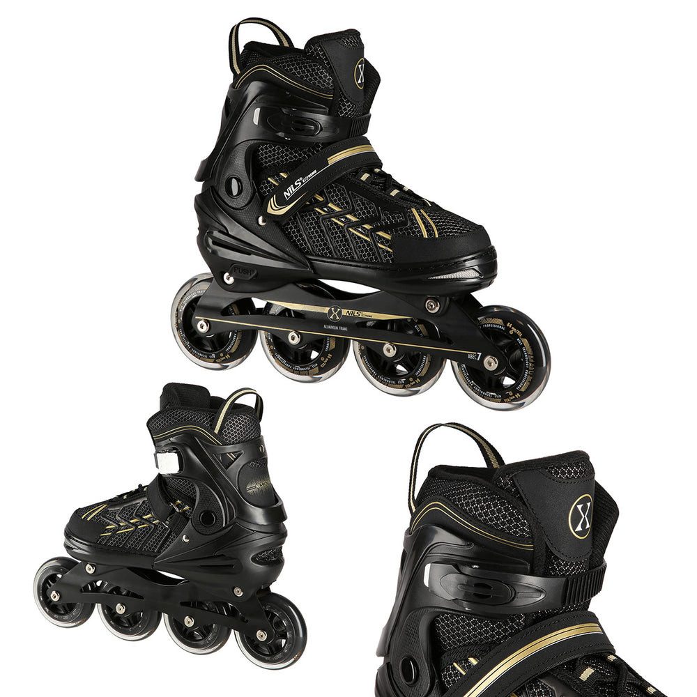 NILS EXTREME Inlineskates Inliner Rollschuhe Speedskates, (Spar-Set, 2-St., 39-42), größenverstellbar, ABEC 7, Aluminiumschiene, 84 mm