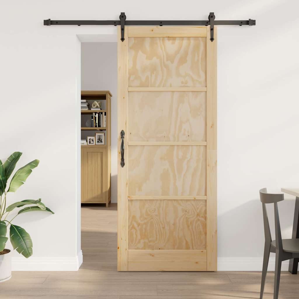 vidaXL Zimmertür Schiebetür mit Beschlägen 86x211 cm Massivholz Kiefer