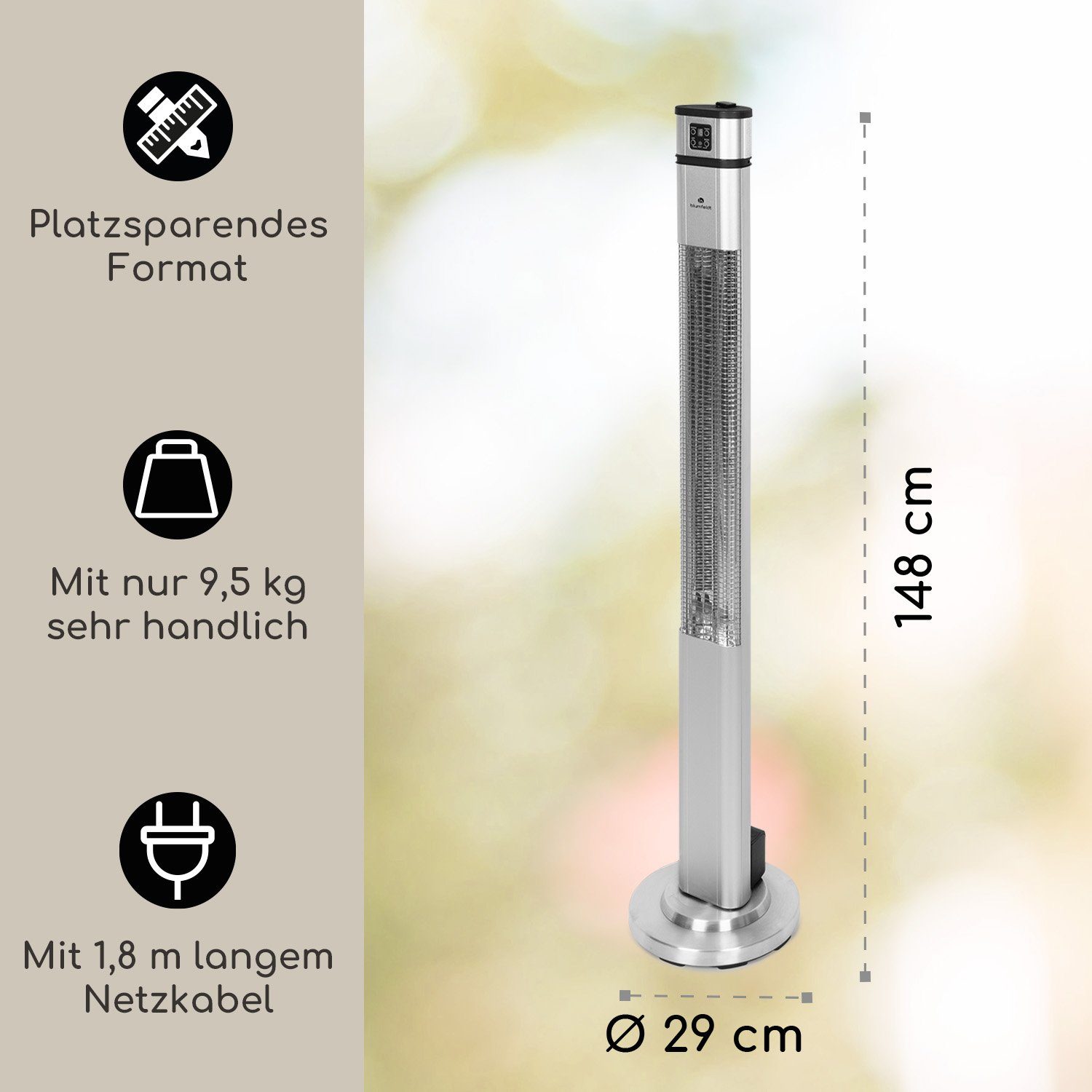 Infrarotstrahler Silber Plus, Terrassenheizstrahler blumfeldt Terrassenstrahler 2000 Guru Heizstrahler Infrarot W, Heat Terrasse