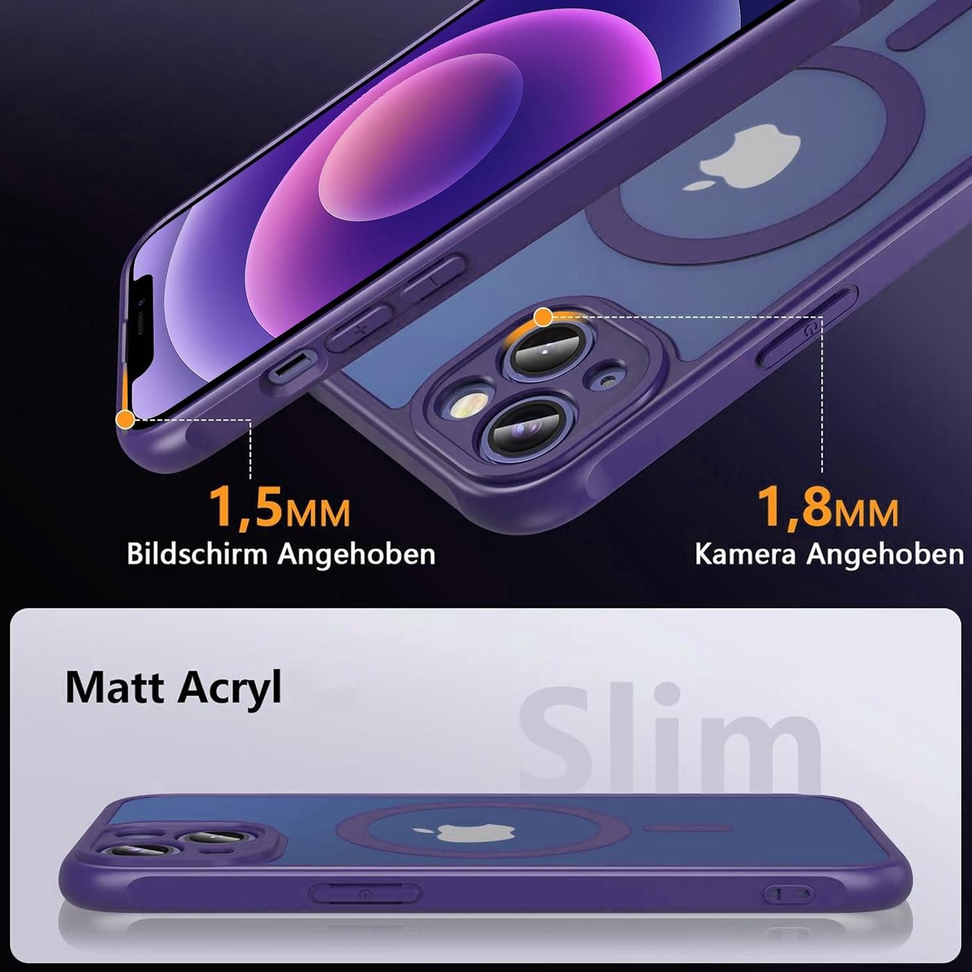 CoolGadget Handyhülle Magnet-Hülle für iPhone 12 Schutzhülle magnetisch 6,1 Zoll, Hülle Matt Stoßfest kompatibel mit Magsafe Zubehör Kameraschutz Case