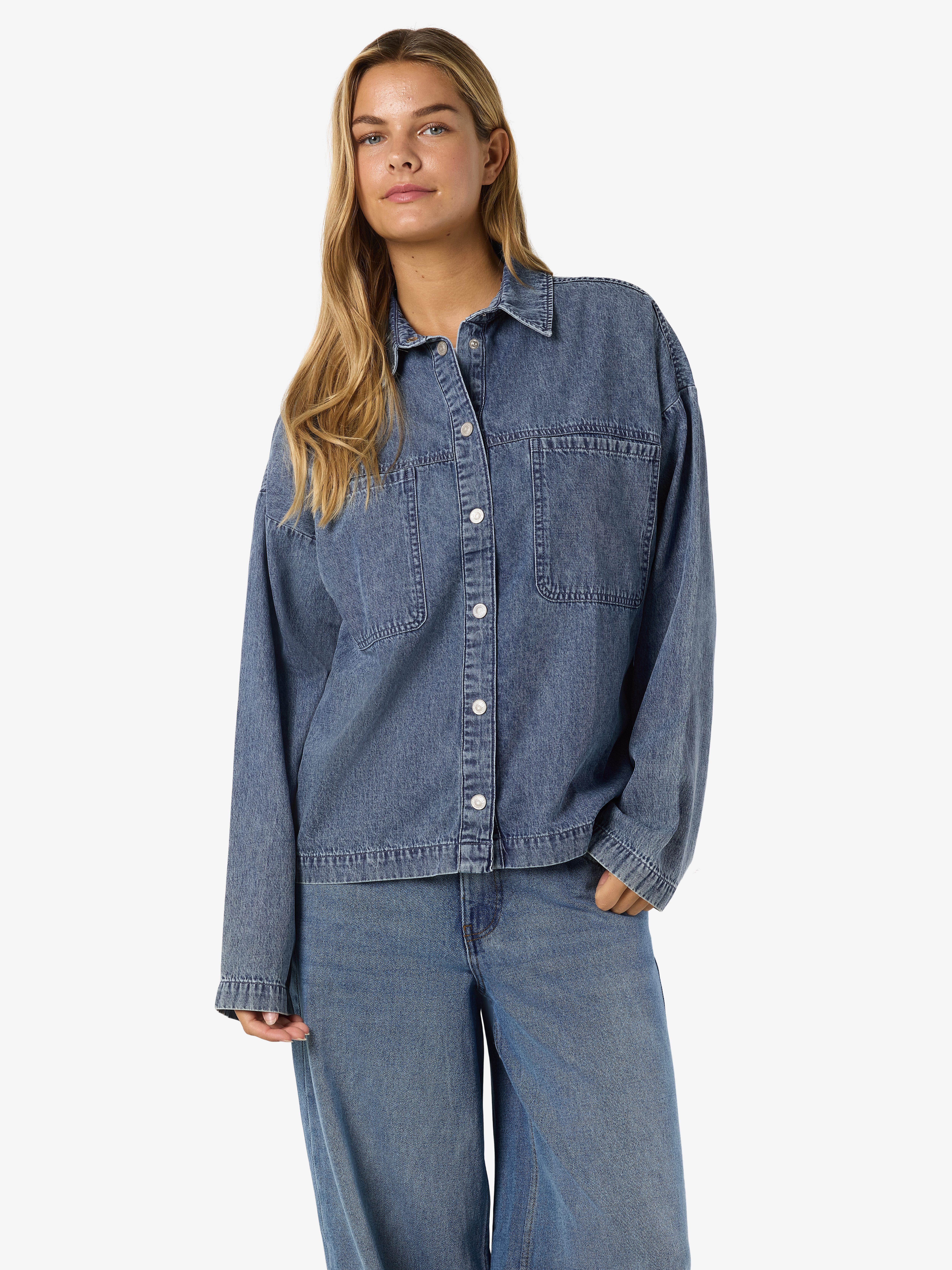 Noisy may Jeansbluse NMENZA L/S OVERSIZE SHIRT MG004MB NOOS