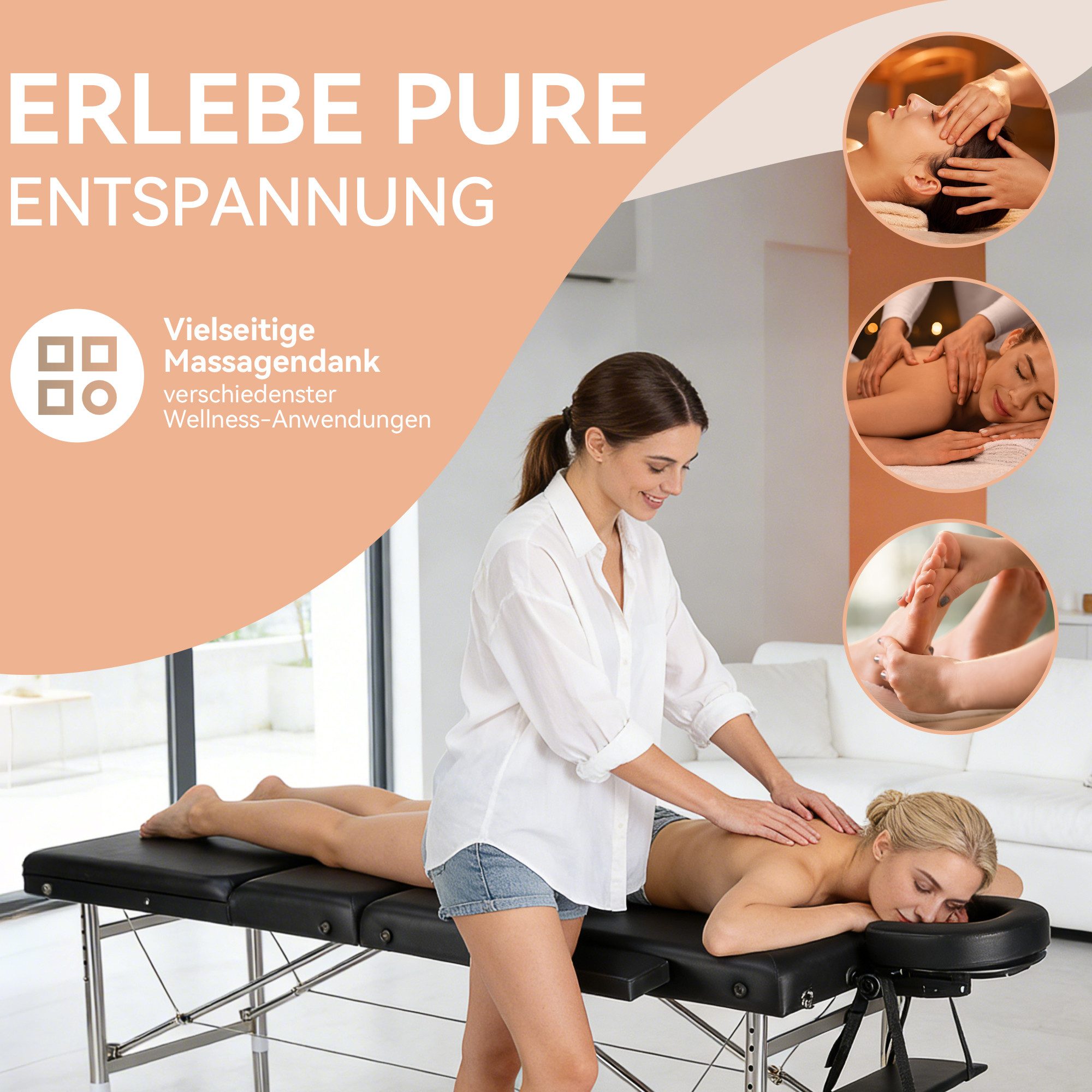 oyajia Massageliege Klappbar Massageliege Aluminium-Massagebett 2 Zonen Massagebank 230kg, Tragbare Massageliege inklusive Kopfstütze, Armlehnen und Handtasche