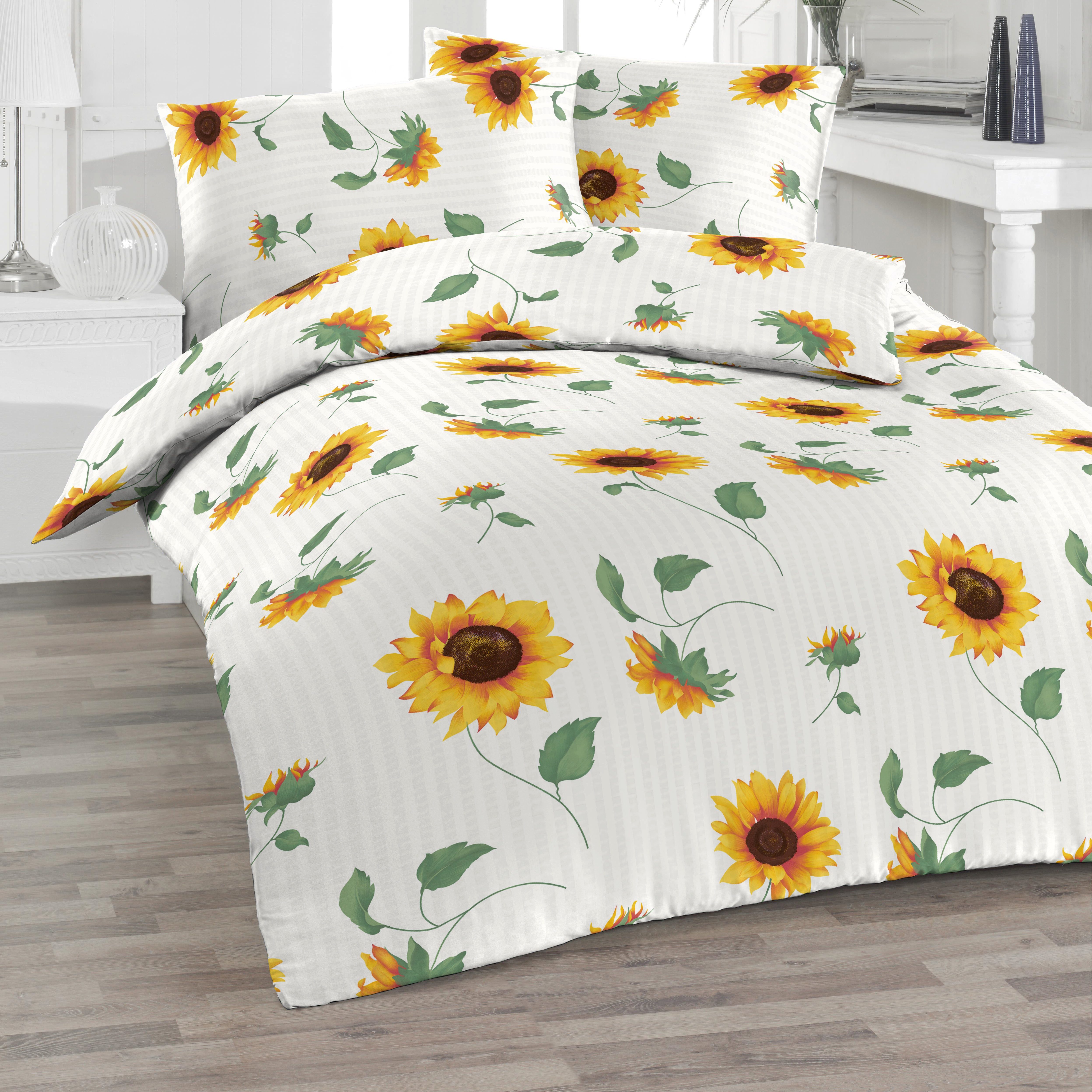 Florella Bettwäsche Little sun Soft-Touch Seersucker, 50% Baumwolle, 50% Viskose, Seersucker, 2 teilig, bügelfrei, mit Reißverschluss mit Metalschieber