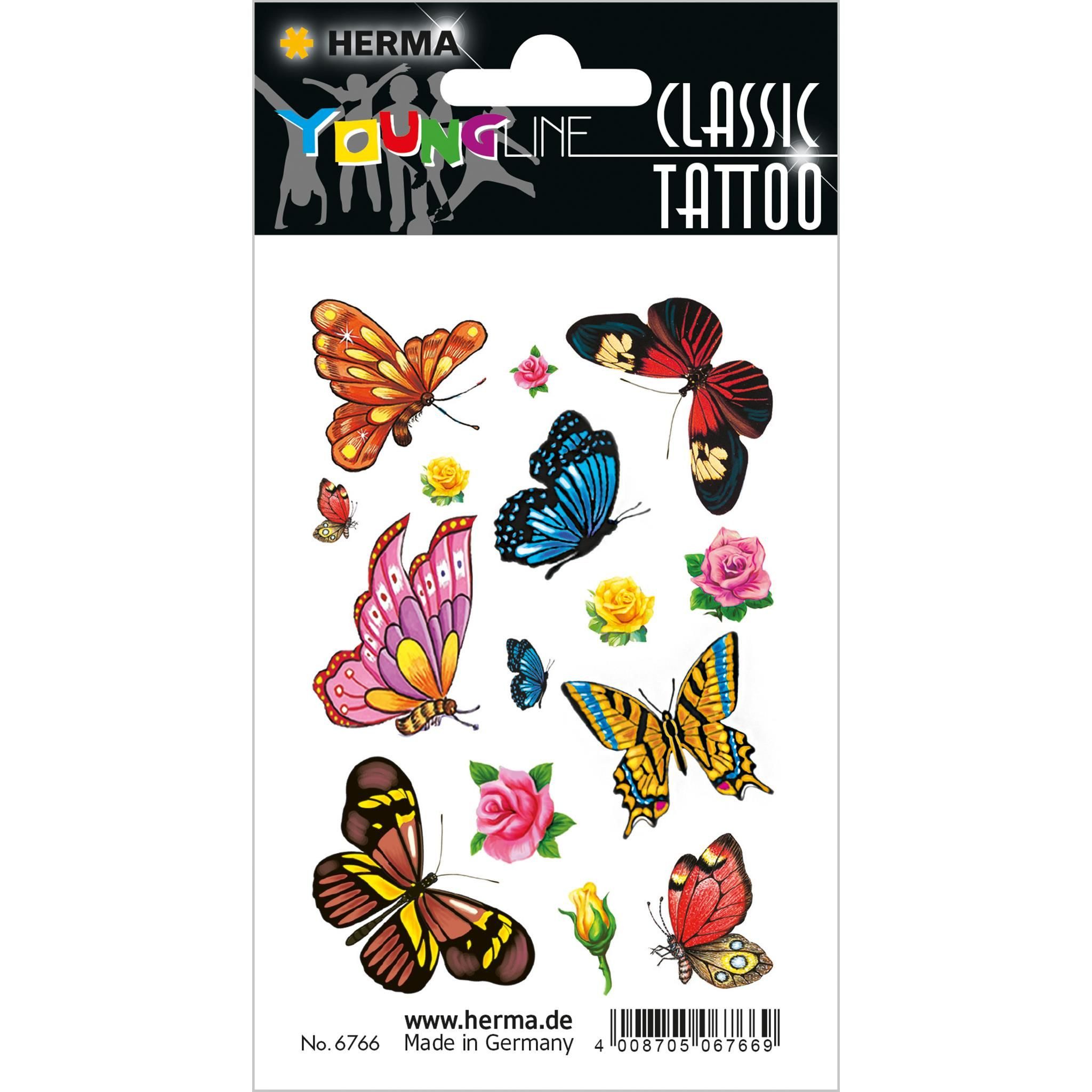 Etikettenpapier Herma Tattoo Classic Transferfolie Schmetterlinge 1 Bl 15 Tattoos