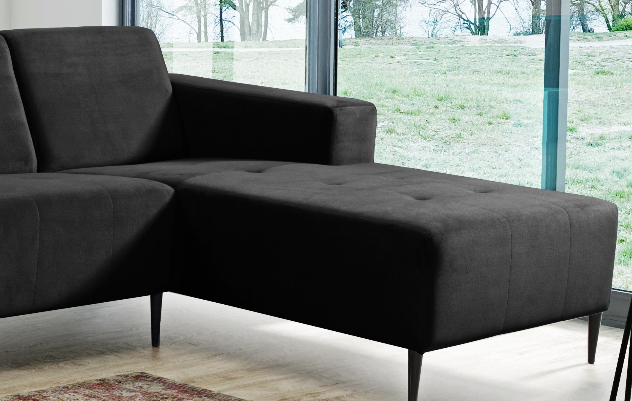 Sitzkomfort, Ecksofa im links bestellbar, rechts Relaxfunktion, Stylefy Schwarz stellbar, frei Mira, Modern oder mit made Eckcouch, mane Europa in Raum Design, L-Form,