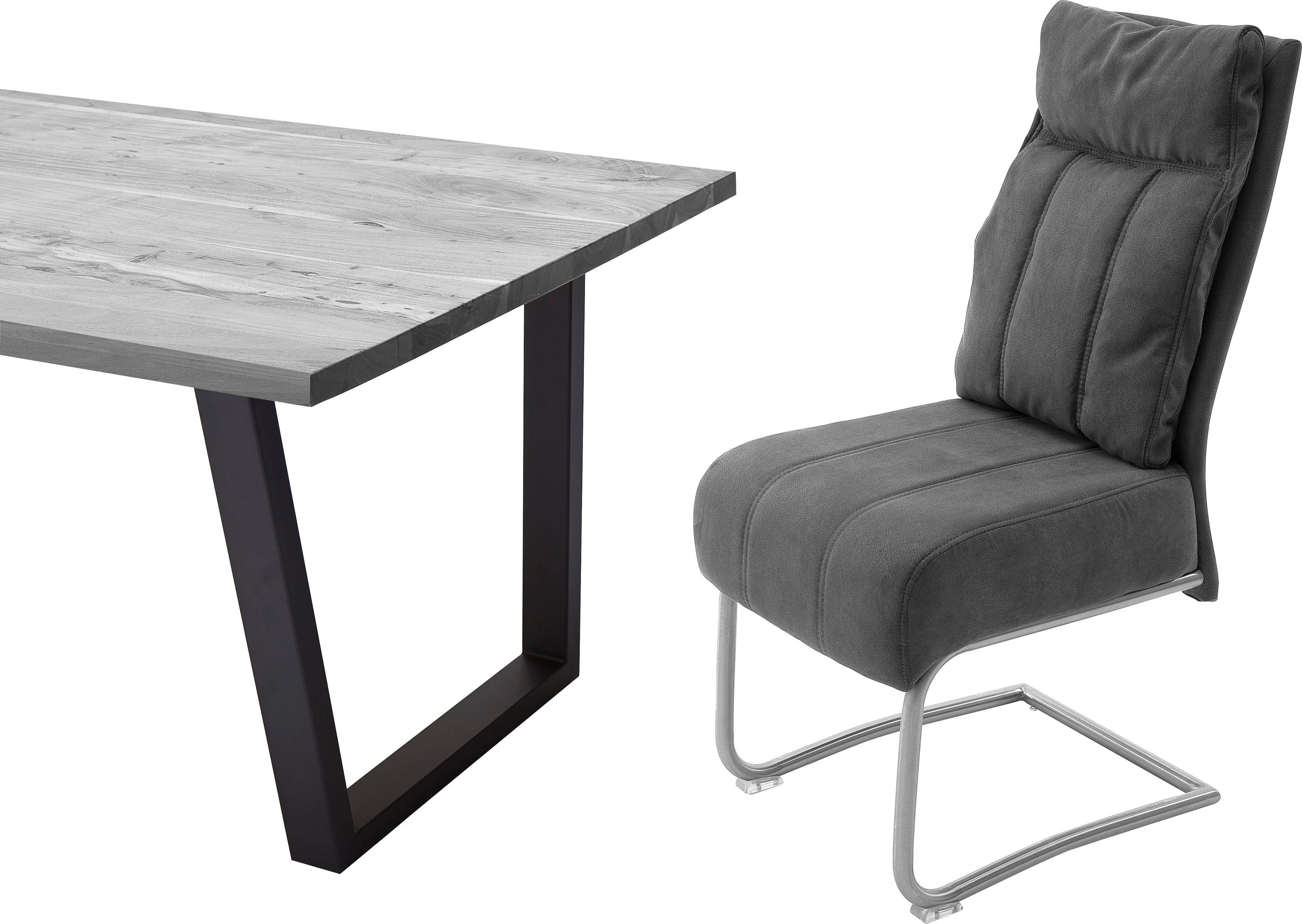 MCA furniture Freischwinger 2 (Set, bis 120 mit Stuhl belastbar Kg St), Dunkelgrau Azul Taschenfederkern