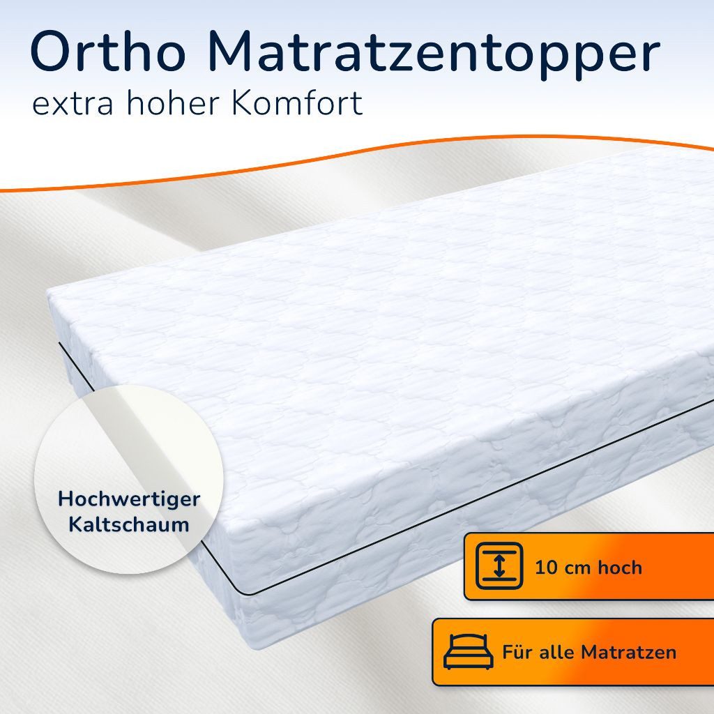 MSS e.K., Topper Kaltschaum-Topper mit umliegenden Reißverschluss, 10 cm hoch, abnehmbarer Bezug