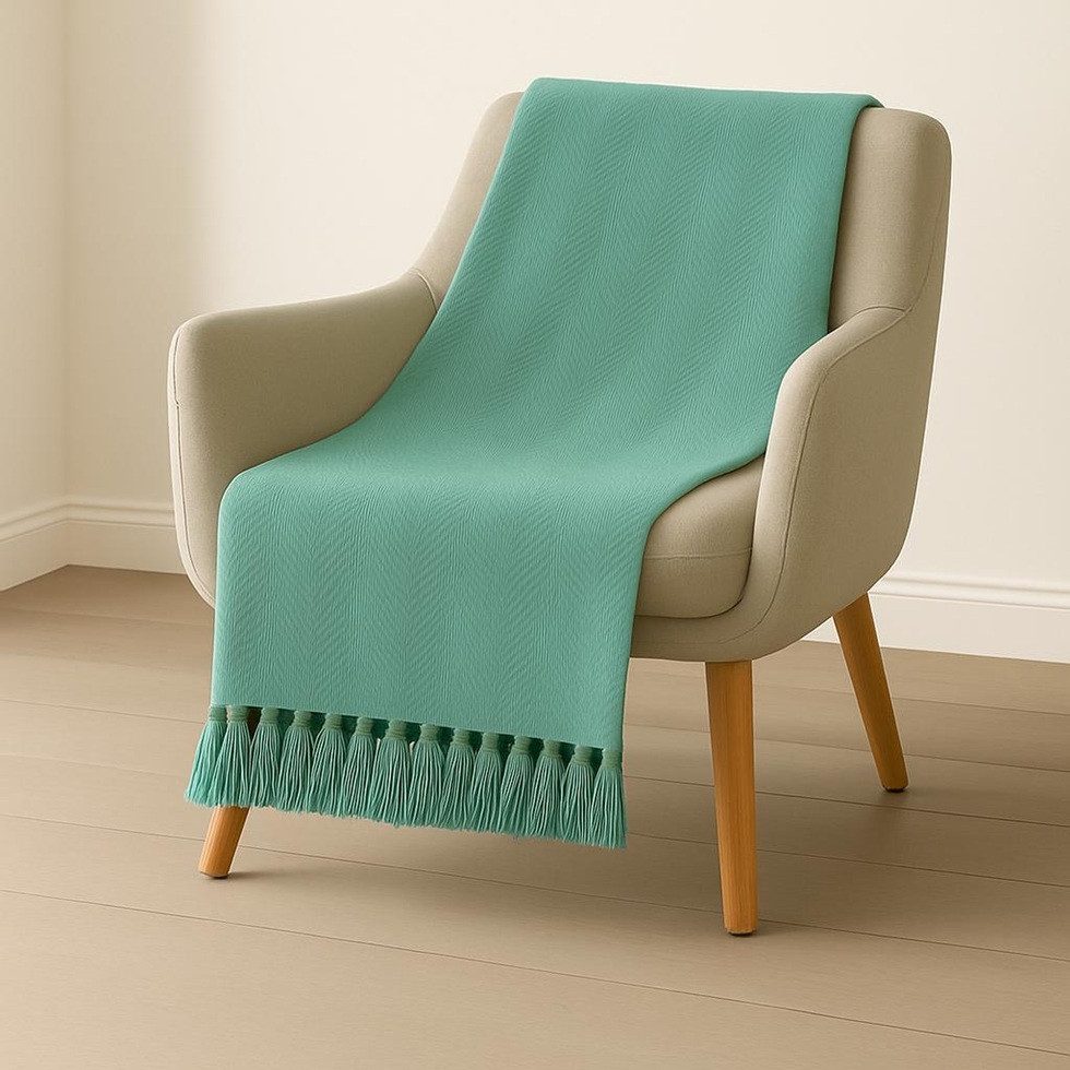 Plaid Color aus Biobaumwolle 170x210cm in Olivgrün oder Wassergrün, Sandiik, Made in Stuttgart