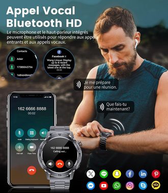 ESFOE Militärische Herren's Anrufen Smartwatch (1,43 Zoll, Android/iOS), Farbenfrohe Vielfalt für aktive Lifestyle
