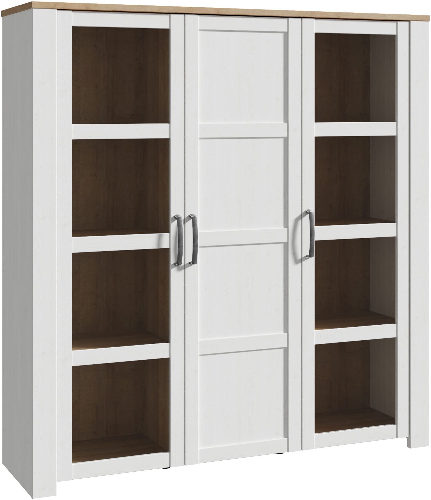 FORTE Highboard Bohol, großes Highboard 2, Glastüren, viel Stauraum, B/H/T 151,1/160,6/42 cm Beleuchtung optional bestellbar