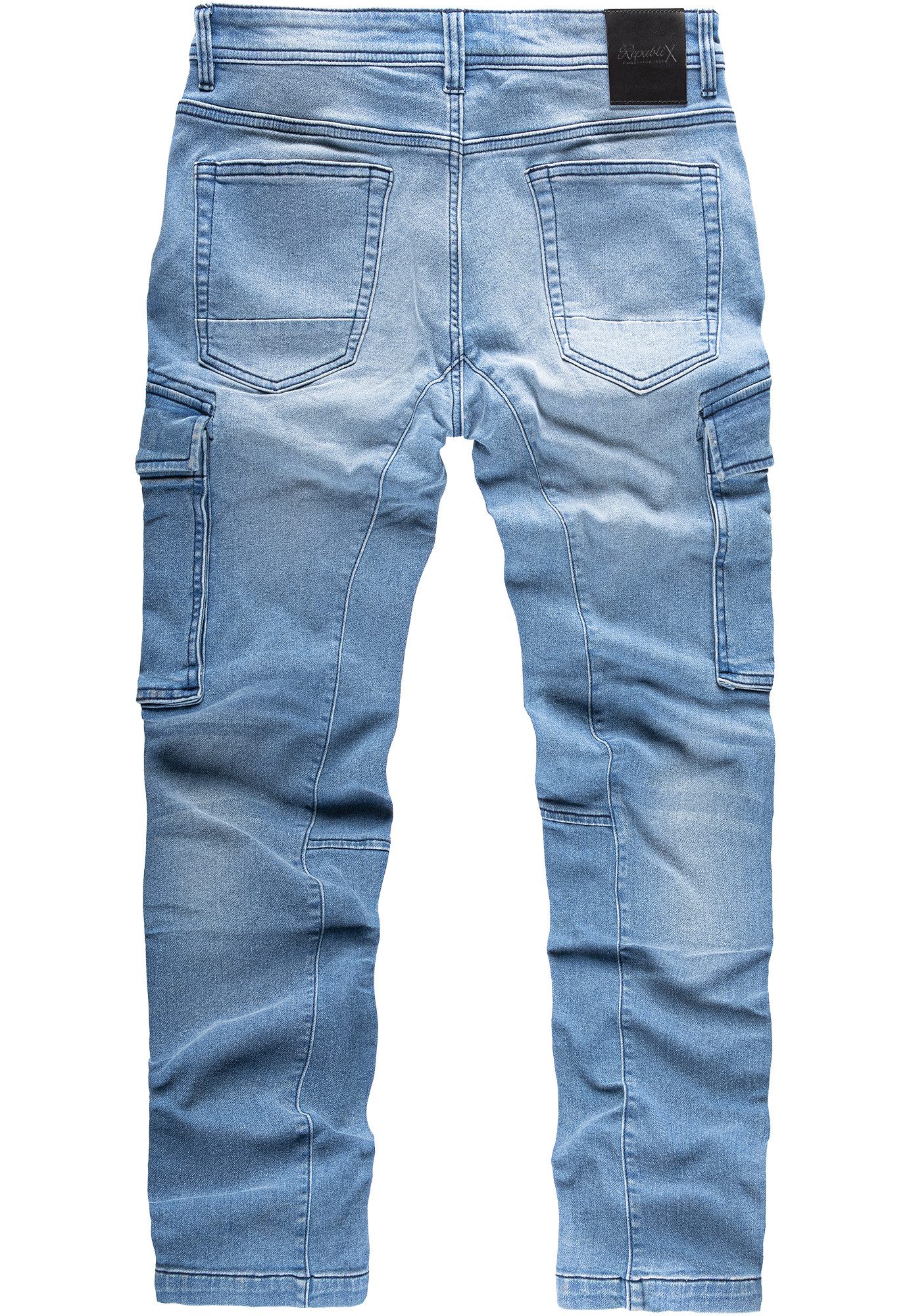 Herren Cargo Jeans | Weite Beine, Gerade Passform | Retro Denim Hose Mit Vielen Taschen