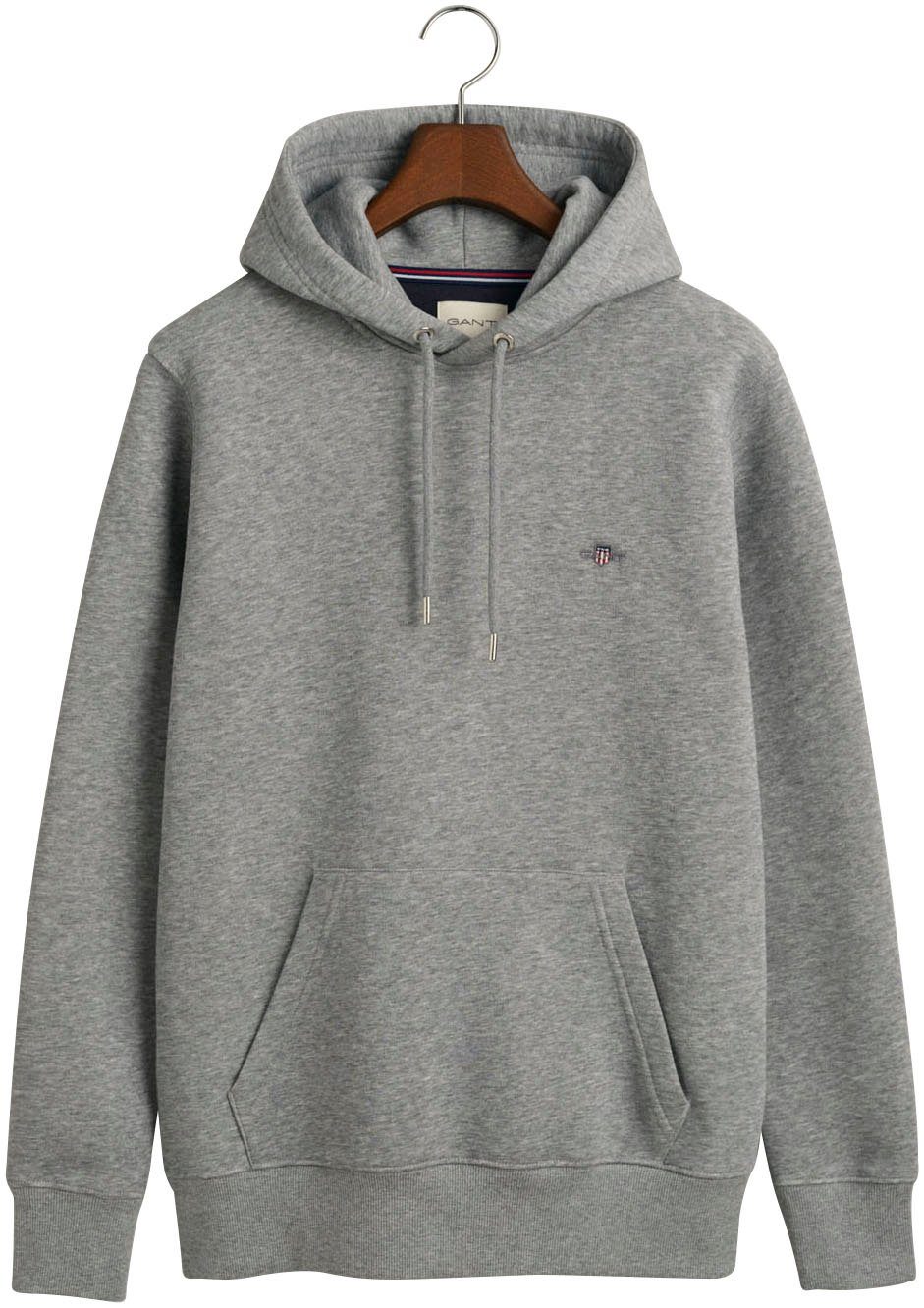 grey melange Gant Logostickerei SHIELD Hoodie auf REG der HOODIE mit Brust