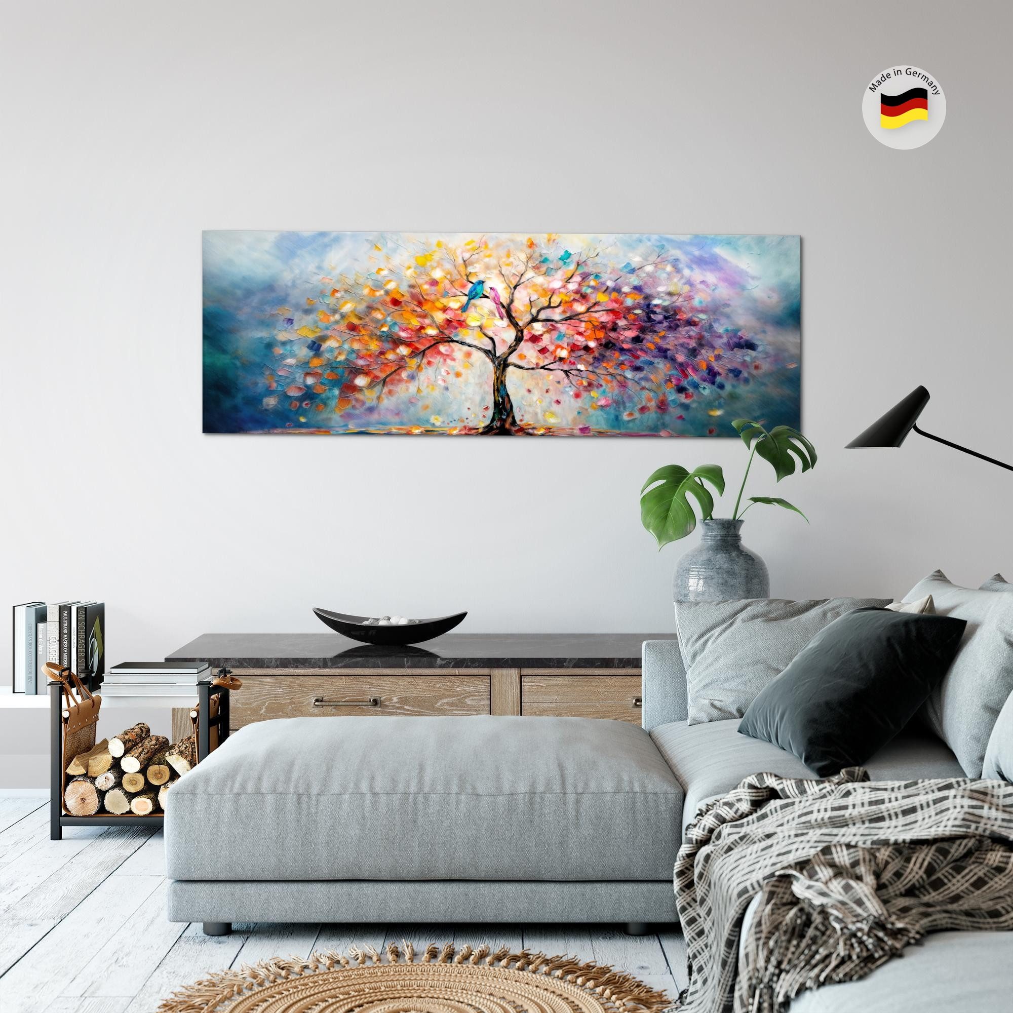 Runa Art Wandbild Baum Modern Bild auf Vlies Leinwand Natur Wohnzimmer, Baum Blau – Bild 3 von 5
