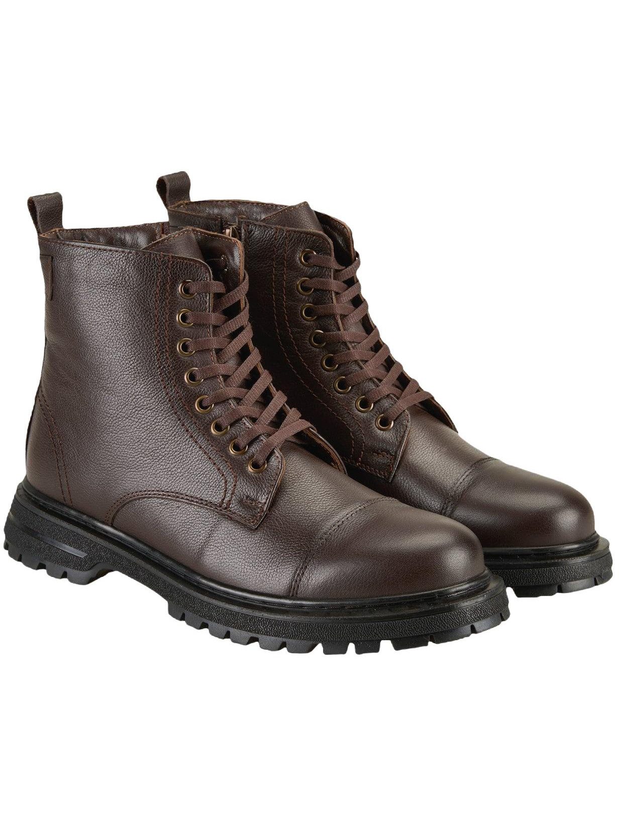Herren-Schnürstiefel aus Leder – Flacher Absatz, atmungsaktiv Stiefelette