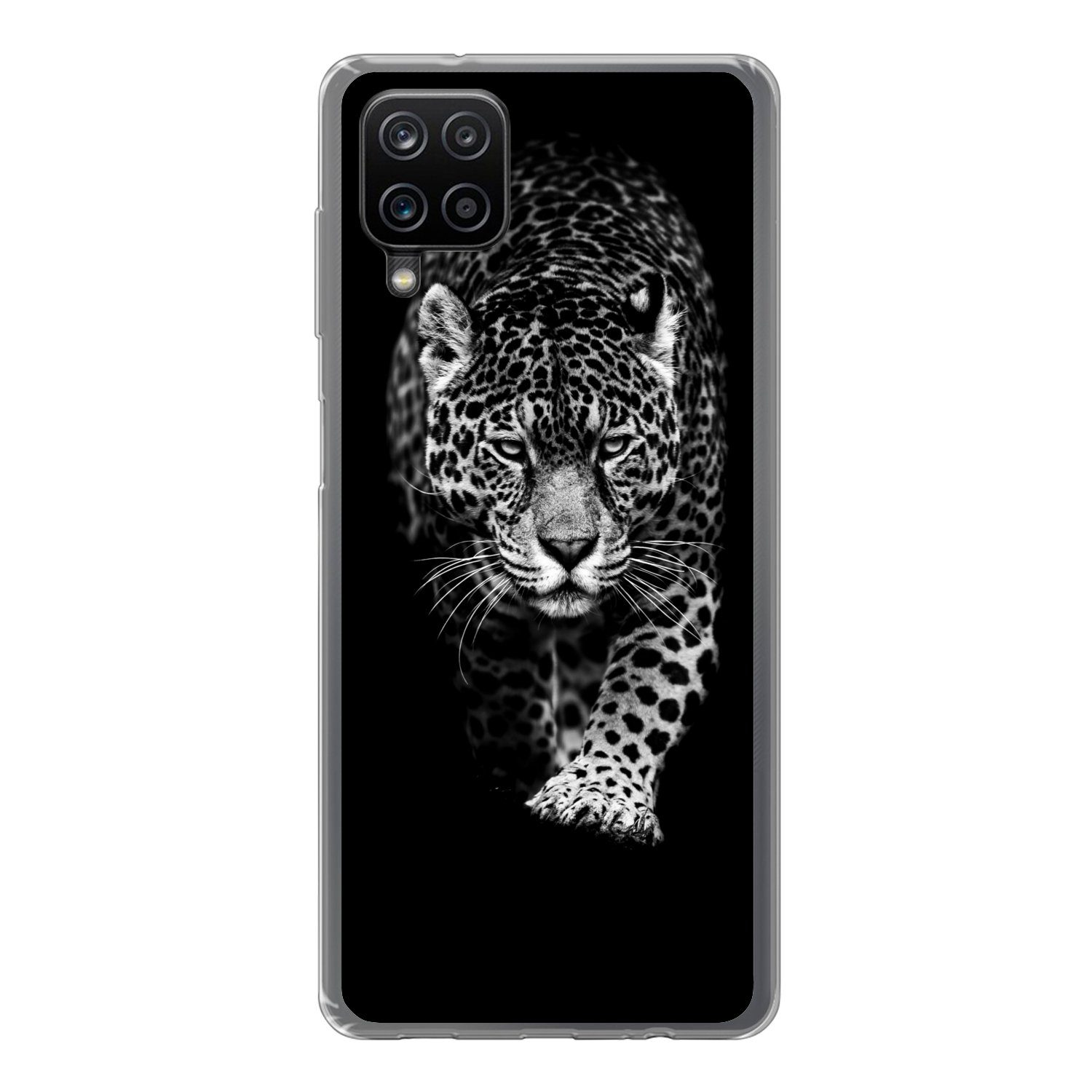 Handyhülle für Samsung Galaxy A12 Tiere - Schwarz - Leopard - Weiß - Wild