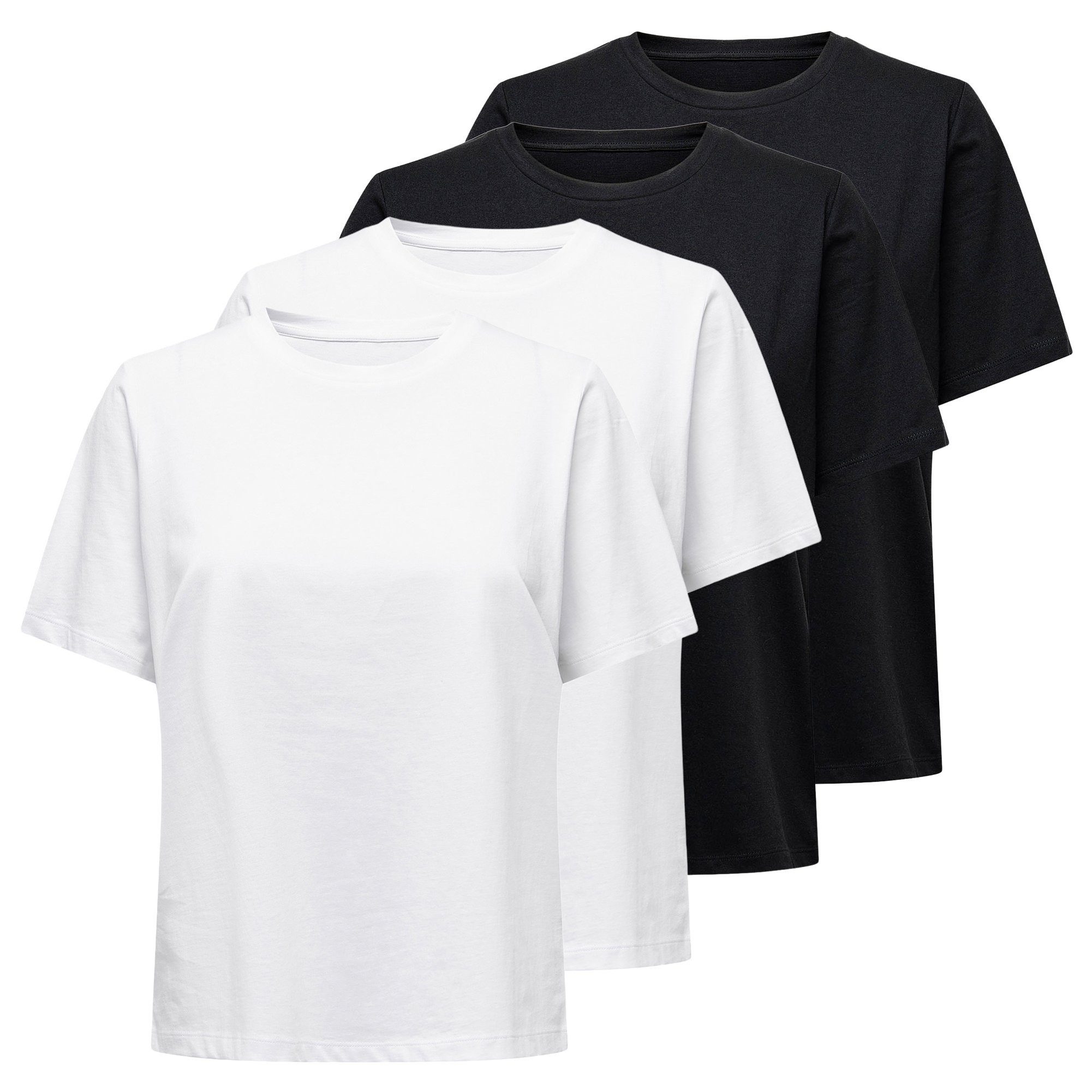 T-Shirt Damen T-Shirt 4er Pack Baumwolle ONLONLY TEE 4P