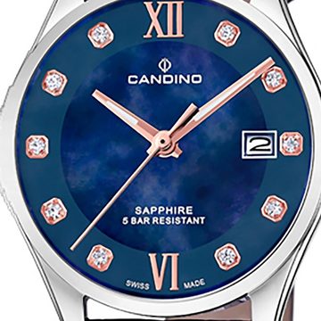 Candino Quarzuhr Candino Damenuhr Classic, (Analoguhr), Damen Armbanduhr rund, Edelstahlarmband blau