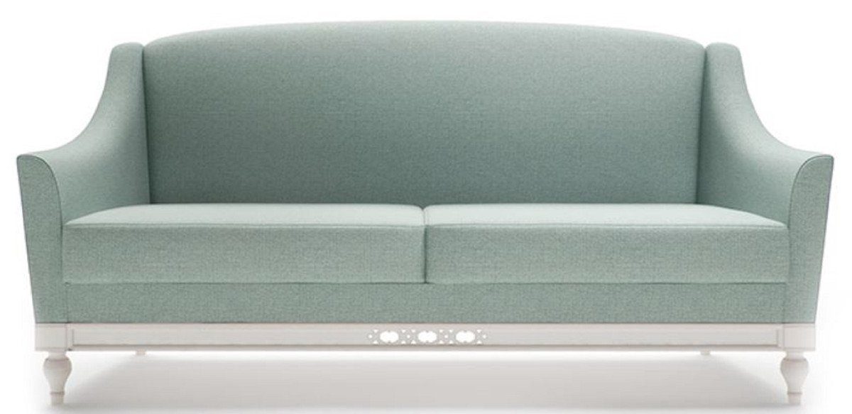 Casa Padrino 3-Sitzer Luxus Jugendstil 3er Sofa Mintgrün / Weiß 185 x 90 x H. 96 cm - Luxus Qualität