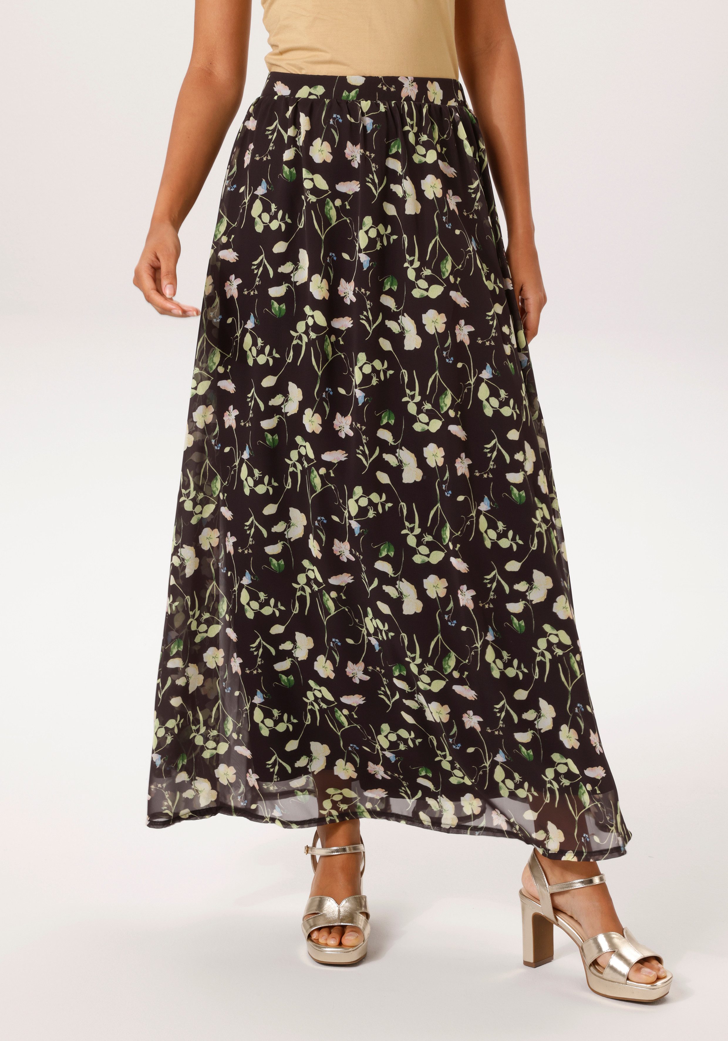 Aniston CASUAL Maxirock mit pastellfarbenen Blumen bedruckt - NEUE KOLLEKTI günstig online kaufen