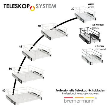 bremermann Schubkasteneinsatz Teleskopschublade für 60 cm Schrank mit Einlegeboden Küchenschublade