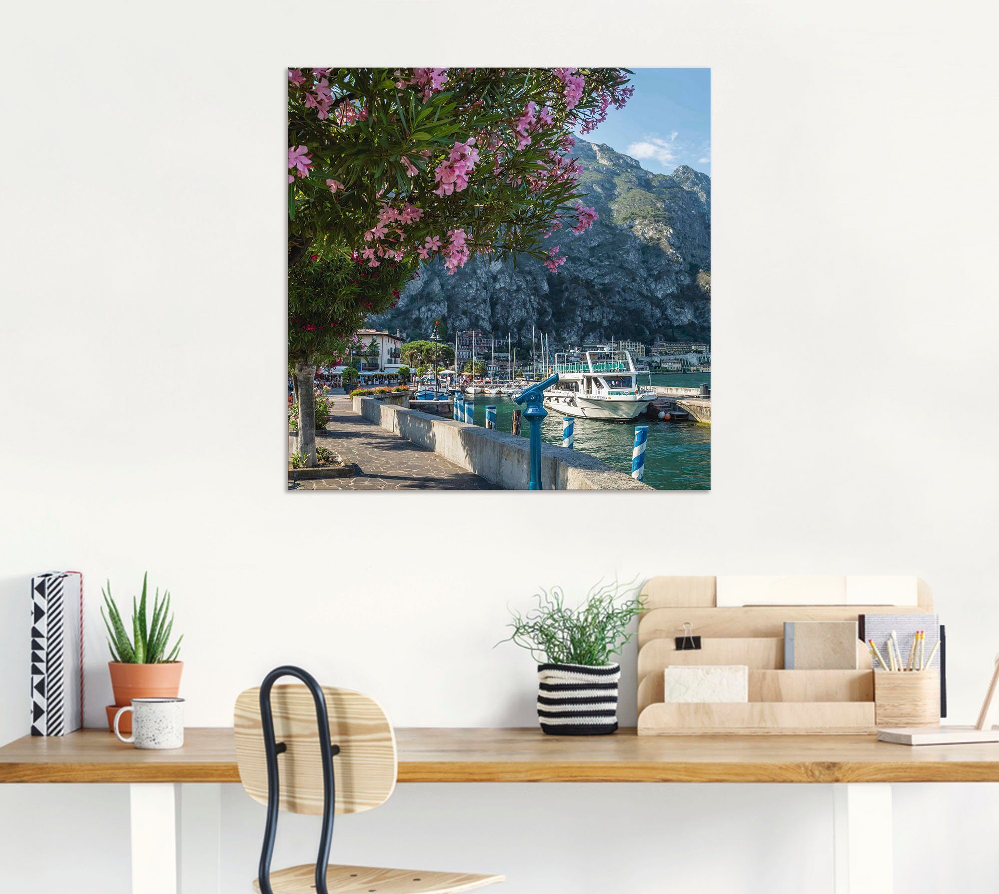 Leinwandbild, Poster versch. Gardasee in Europa (1 oder Artland Limone als Hafen Größen Wandbild bunt sul Wandaufkleber Alubild, St), Garda,