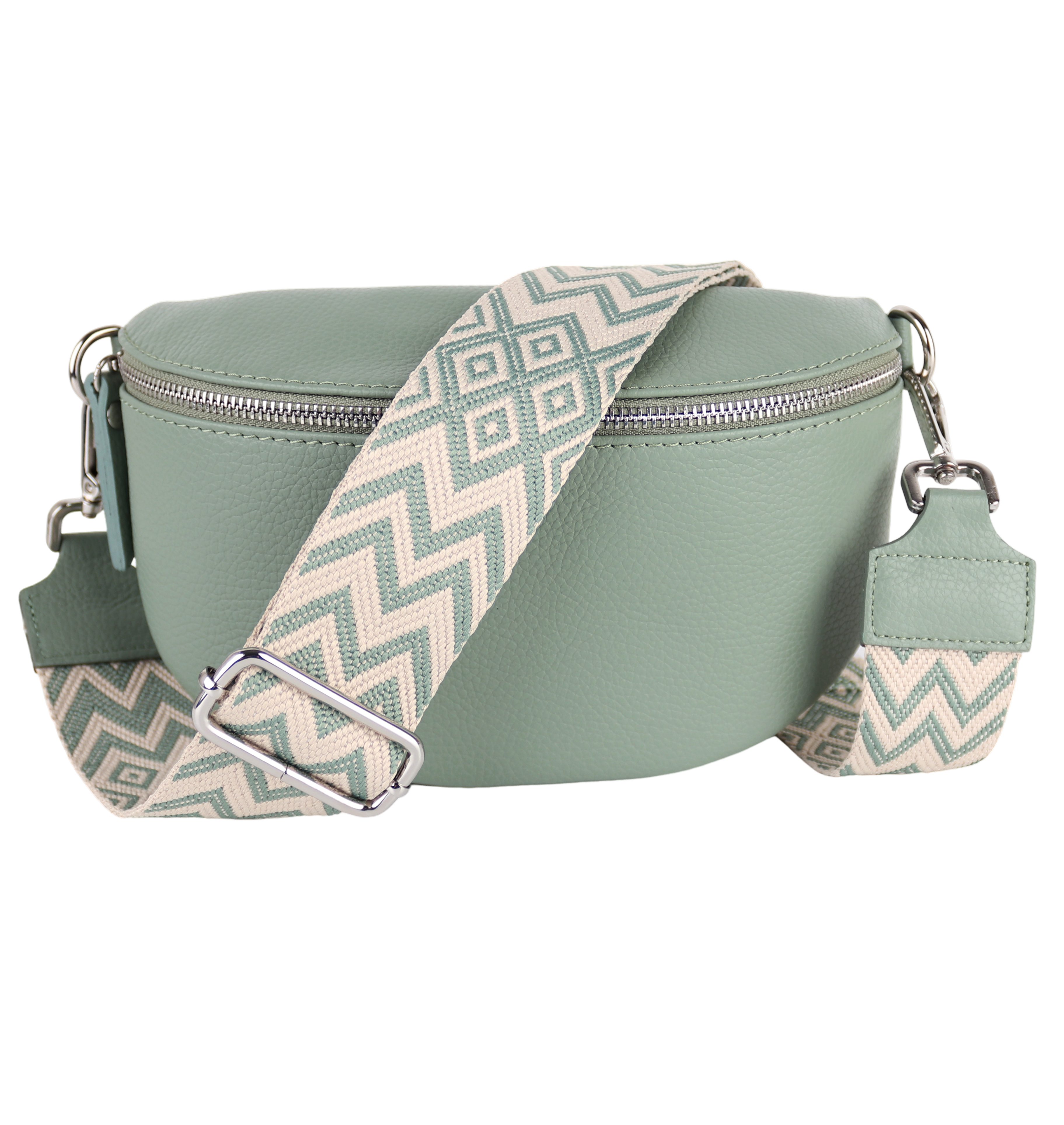 Bauchtasche Damen, Echtleder, Leder, Made in Italy, Umhängetasche, Brusttasche