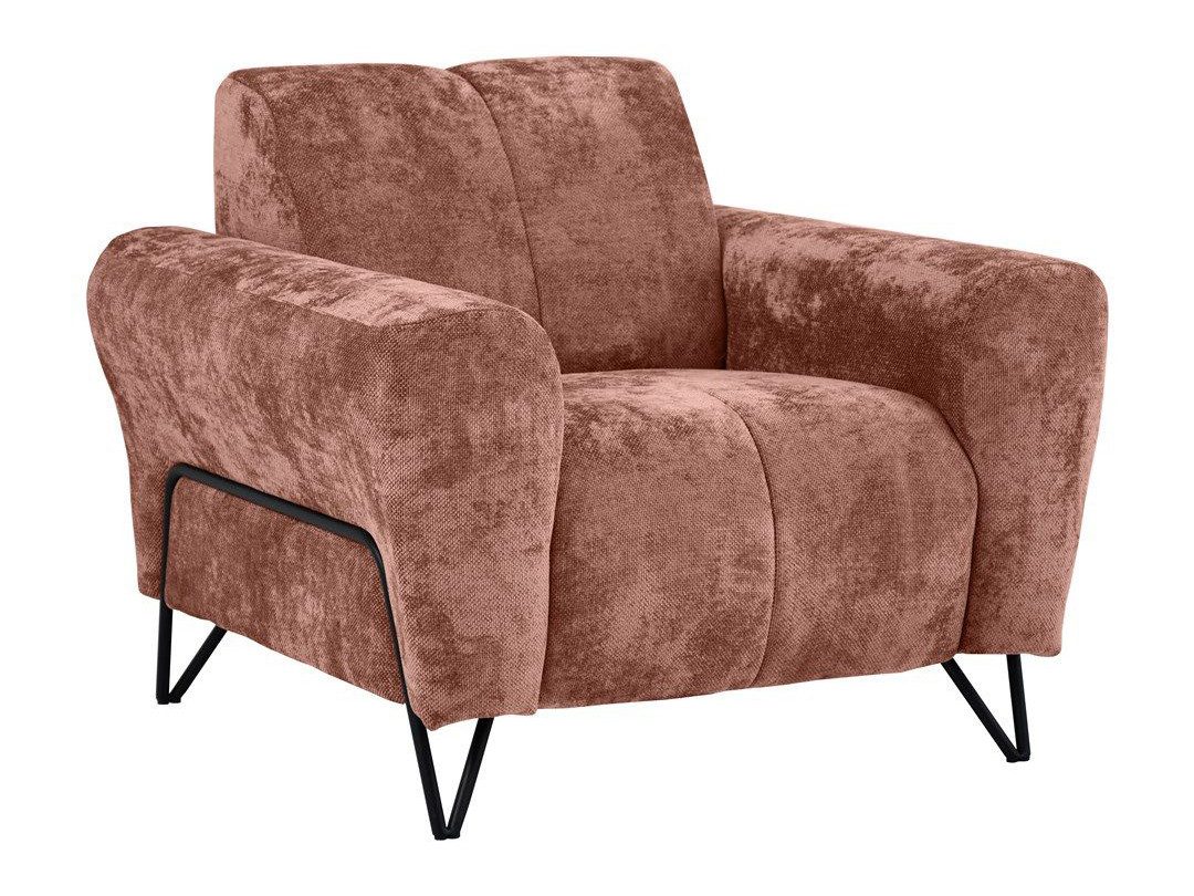 Beautysofa Sessel mit Metallbeine in schwarzer VOLARE (modernes Design, Rücken mit Hauptstoff), viele Farbvarianten, auch im Set mit Sofas erhältlich