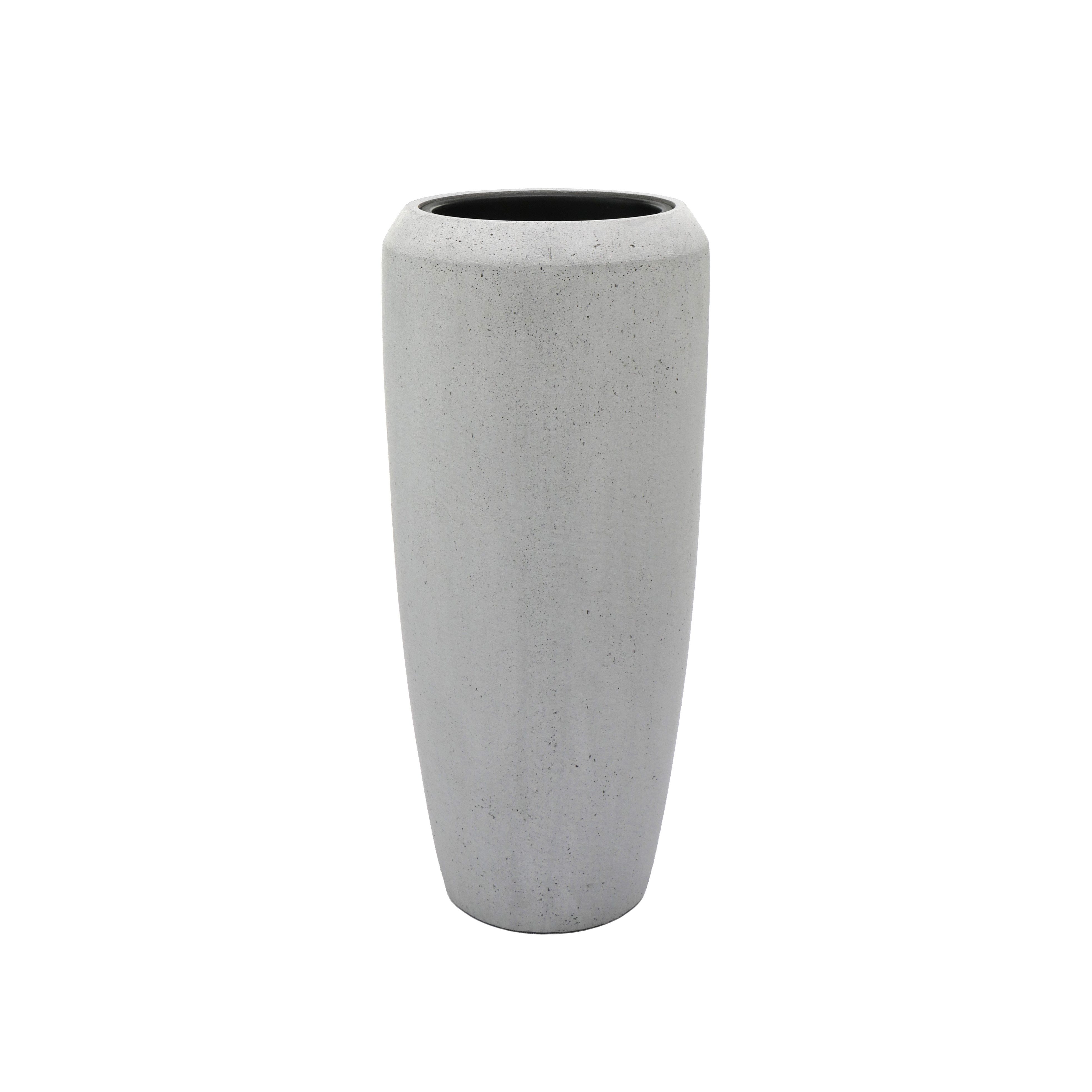 Flingora Bodenvase Cleo, mit Einsatz - Fiberglas - Indoor & Outdoor - Zementgrau - Höhe 75 cm