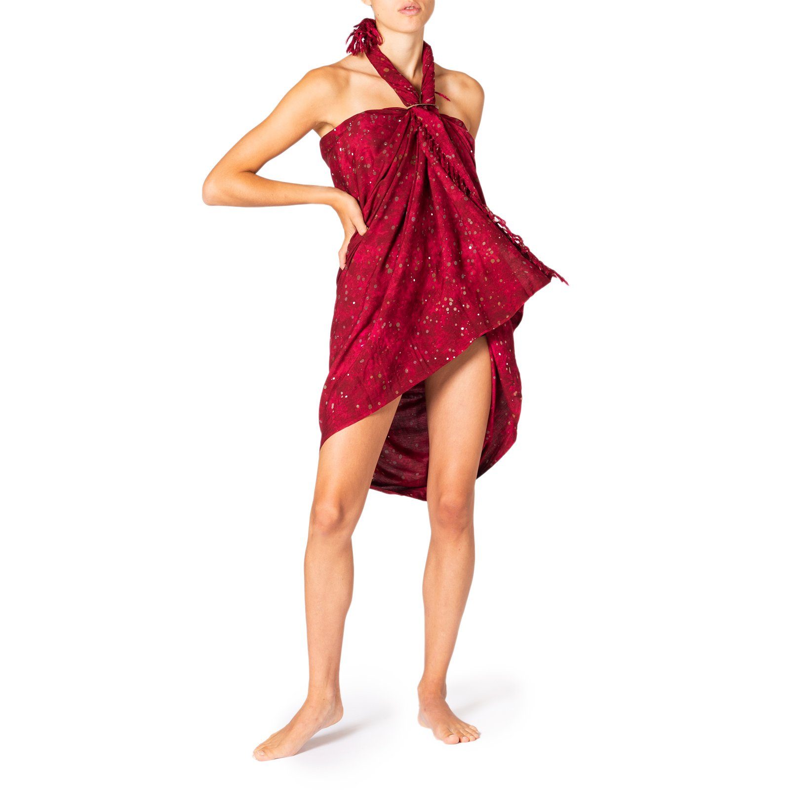 Cover-up Schultertuch Strandkleid B508 hochwertiger Halstuch PANASIAM für den aus sky Starlit Pareo Wachsbatik Sarong Strand Tuch Strandtuch, Bikini redstarlit Viskose