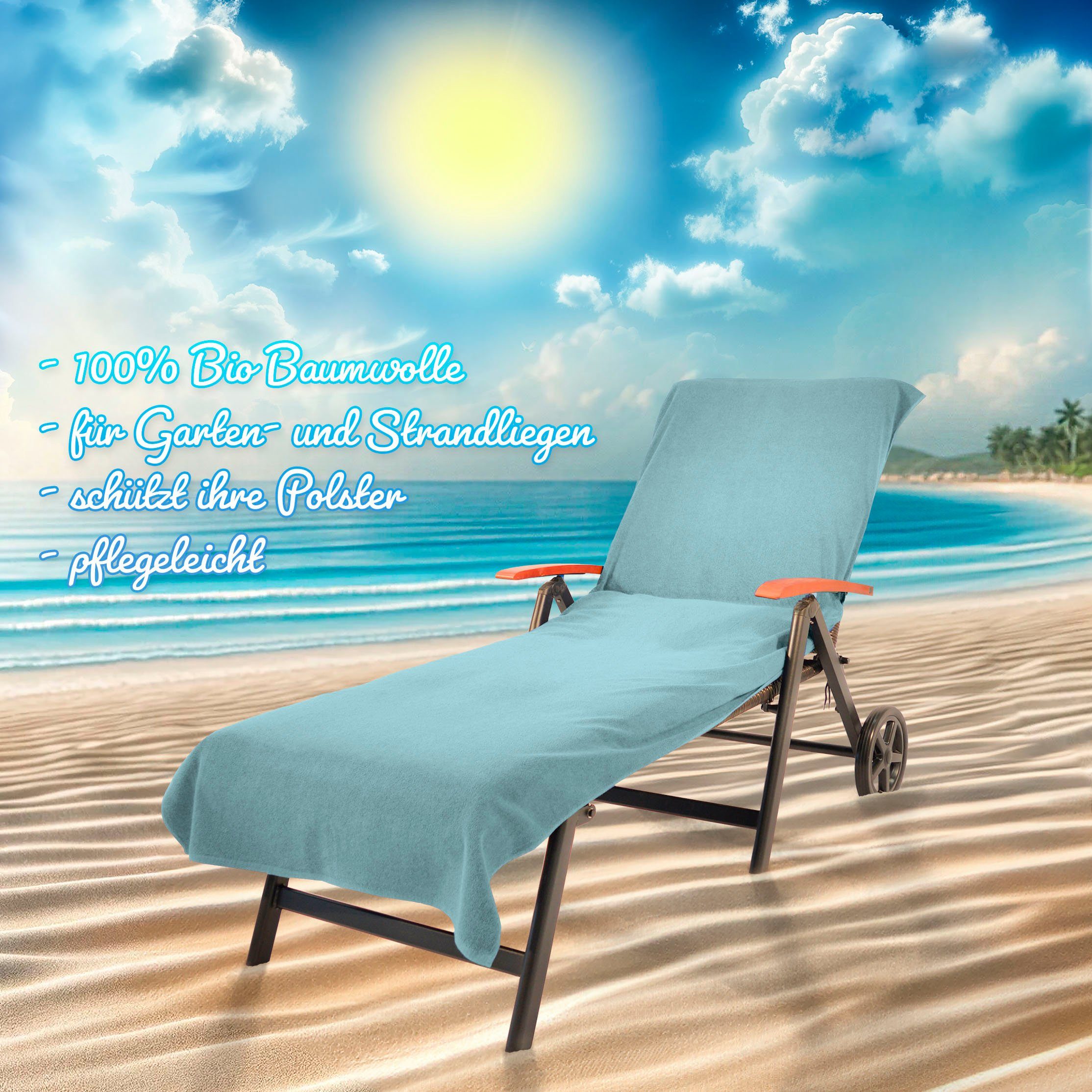 KiNZLER Strandtuch Frottee-Liegenbezug, 100% Baumwolle, Schonbezug für Gartenliegen, Walkfrottee (1-St), Liegen-Handtuch, Uni Farben, 78x200 cm, auch als 2er Set