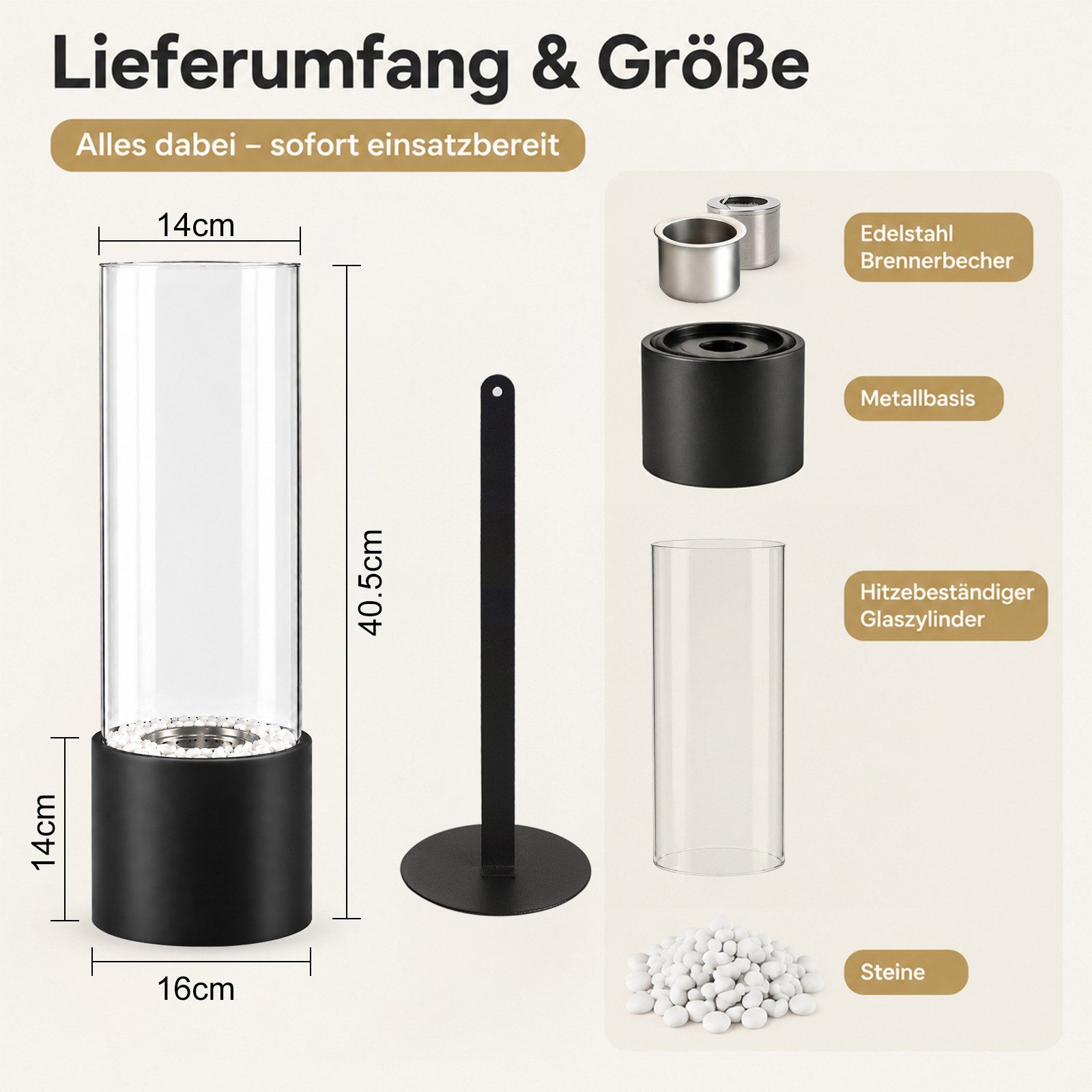 Nettlife Tischfeuer Ethanol Tischkamin Eckig/Rund Kamin Indoor Outdoor Tischfeuerstelle (Set, für Tisch, Terrasse, Balkon & Garten), Die Party Geschenkideens od – Bild 3 von 5