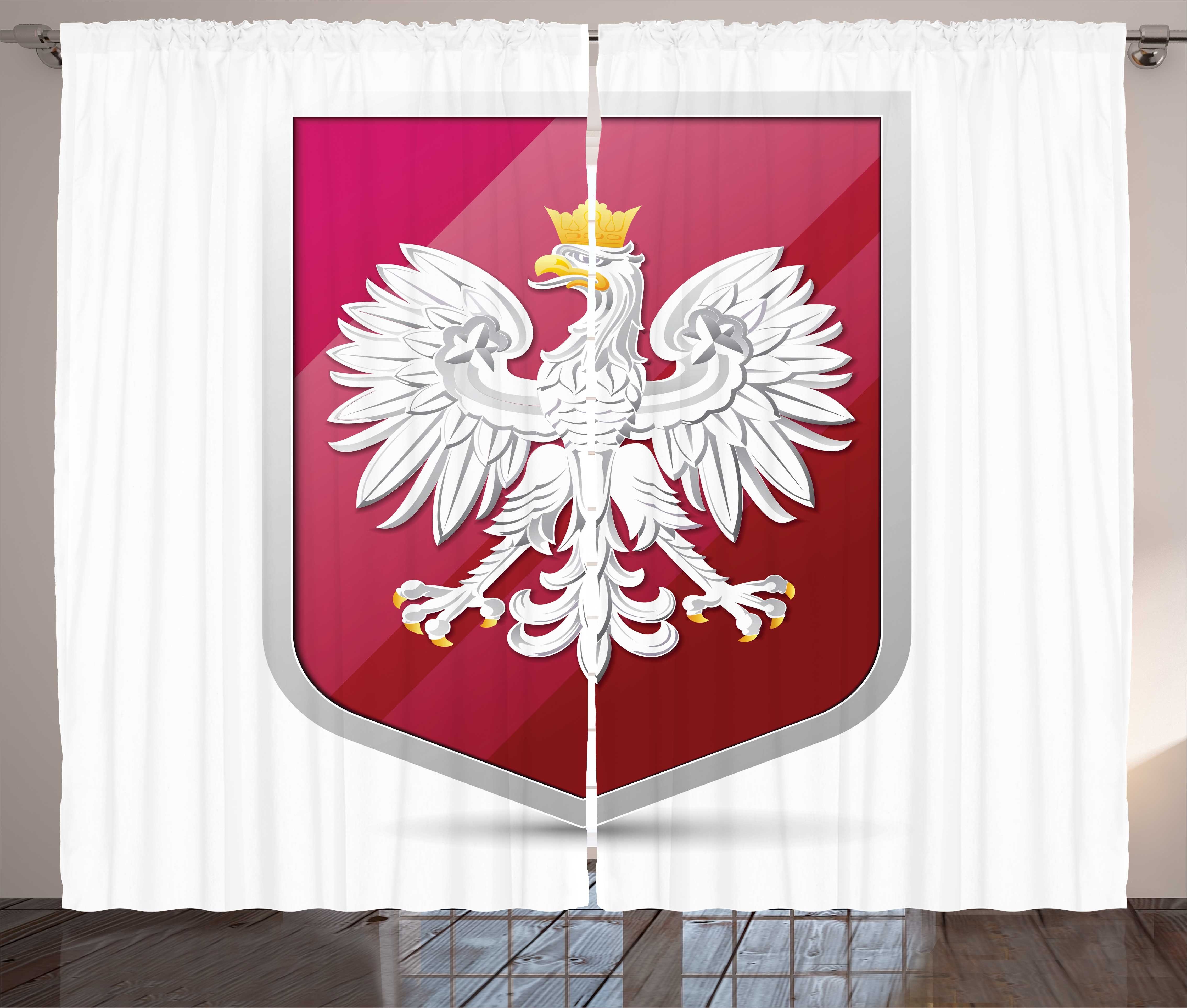 Gardine Schlafzimmer Kräuselband Vorhang mit Schlaufen und Haken, Abakuhaus, Polieren Wappen von Polen Adler
