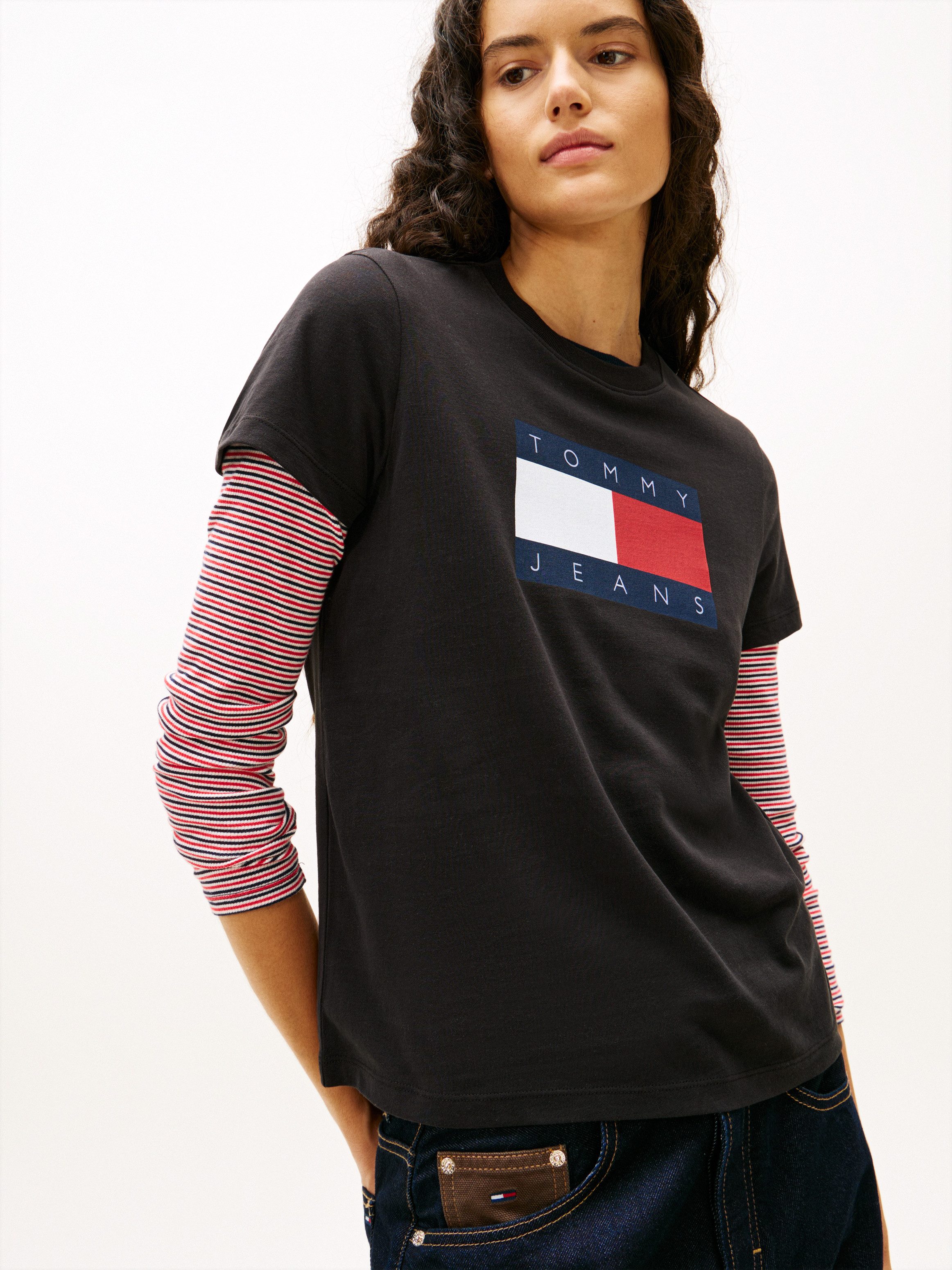 Tommy Jeans Kurzarmshirt TJW REG TJ FLAG SS TEE Baumwolle, Logodruck, regular fit