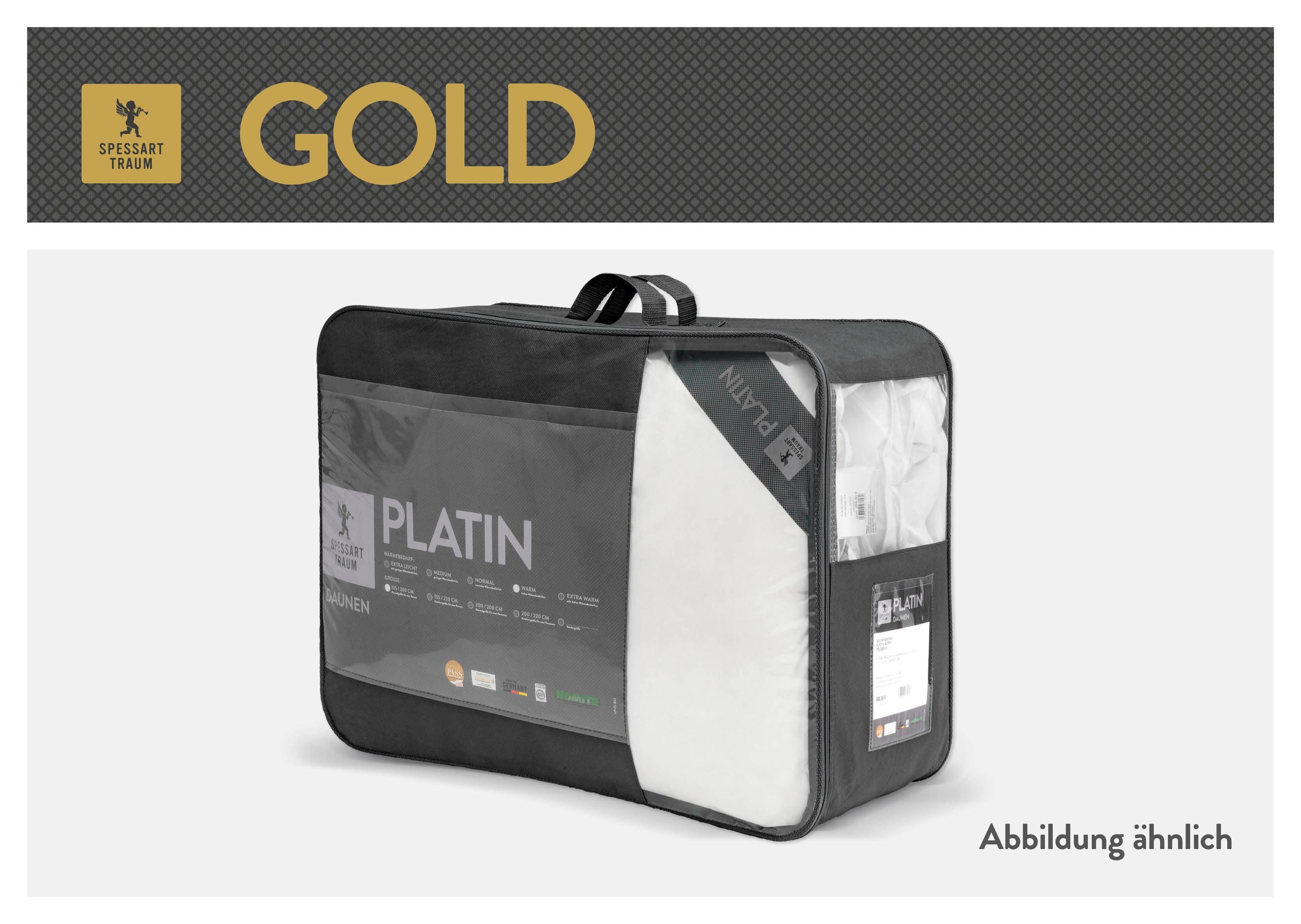 SPESSARTTRAUM Gänsedaunenbettdecke Gold, Füllung: 100% Gänsedaunen, Bezug: 100% Baumwolle, hergestellt in Deutschland, allergikerfreundlich