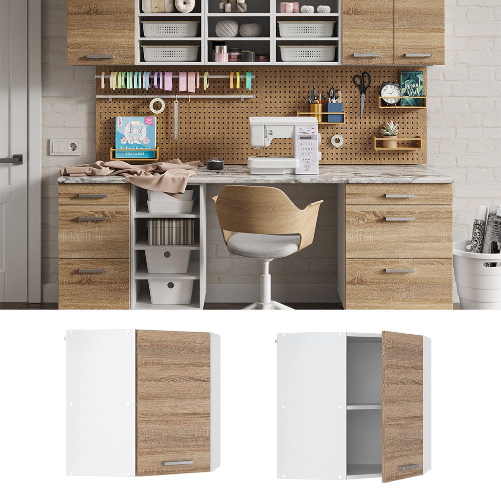 Vicco Schranksystem R-Line, Sonoma/Weiß, 57 cm günstig online kaufen