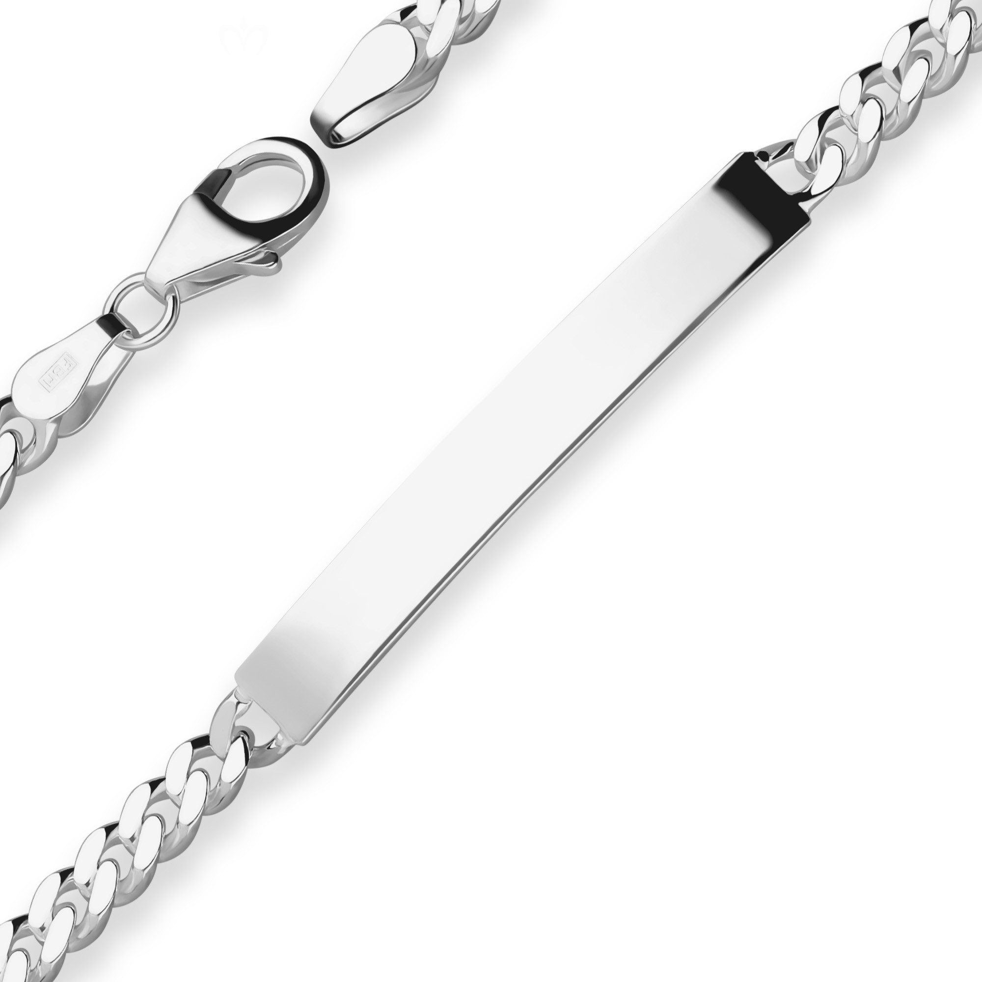 Schmuck Krone Panzerarmband 4,1mm Id-Armband Panzerkette Schildband aus 925 Silber 17cm, Silber 925