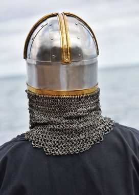 Battle Merchant Ritter-Kostüm Coppergate Helm mit vernieteter Kettenbrünne 1,6 mm schaukampftauglich