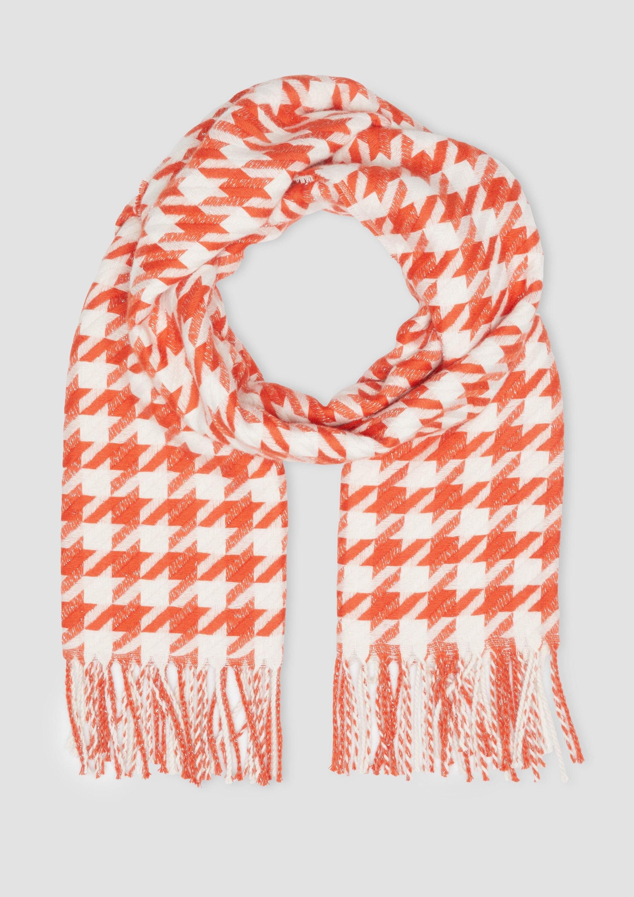 s.Oliver Schal Tuch, Schal mit Hahnentritt-Muster und Fransen günstig online kaufen