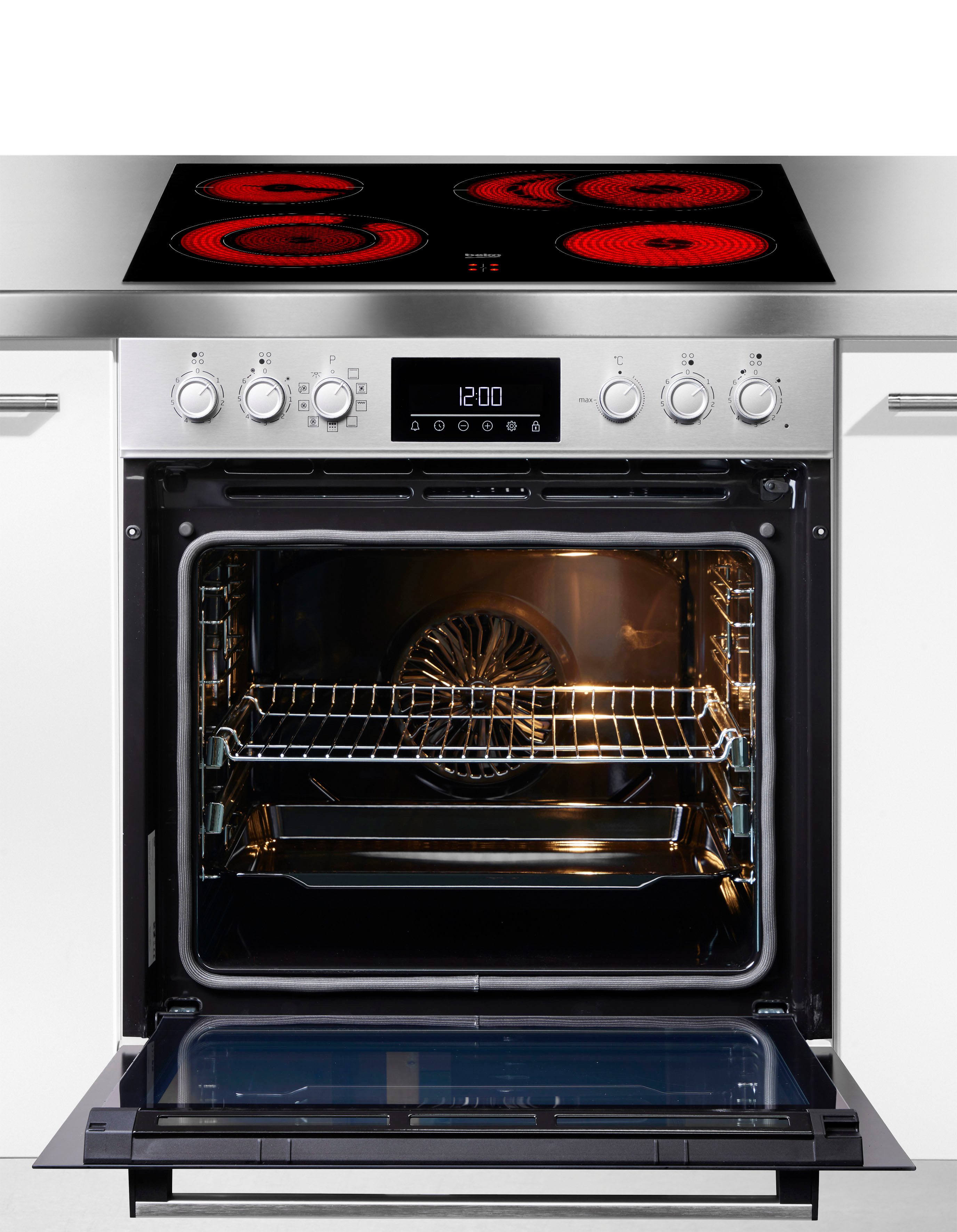 BEKO Elektro-Herd-Set BBUM12320XMPE, mit 2-fach-Teleskopauszug, Pyrolyse-Selbstreinigung, Gleichmäßige Heißluft für perfekte Ergebnisse dank Aeroperfect