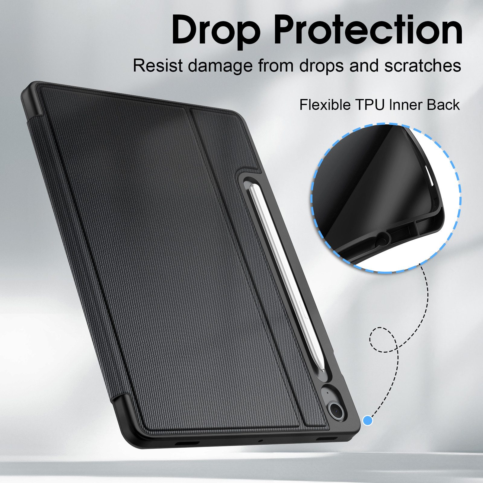 Fintie Tablet-Hülle für Samsung Galaxy Tab S10 Lite/S10 FE 10.9" 2025/S9 FE 10.9"/S9 11", mit S Pen Halter, Slim TPU Folio Tablet Schutzhülle mit Standfunktion