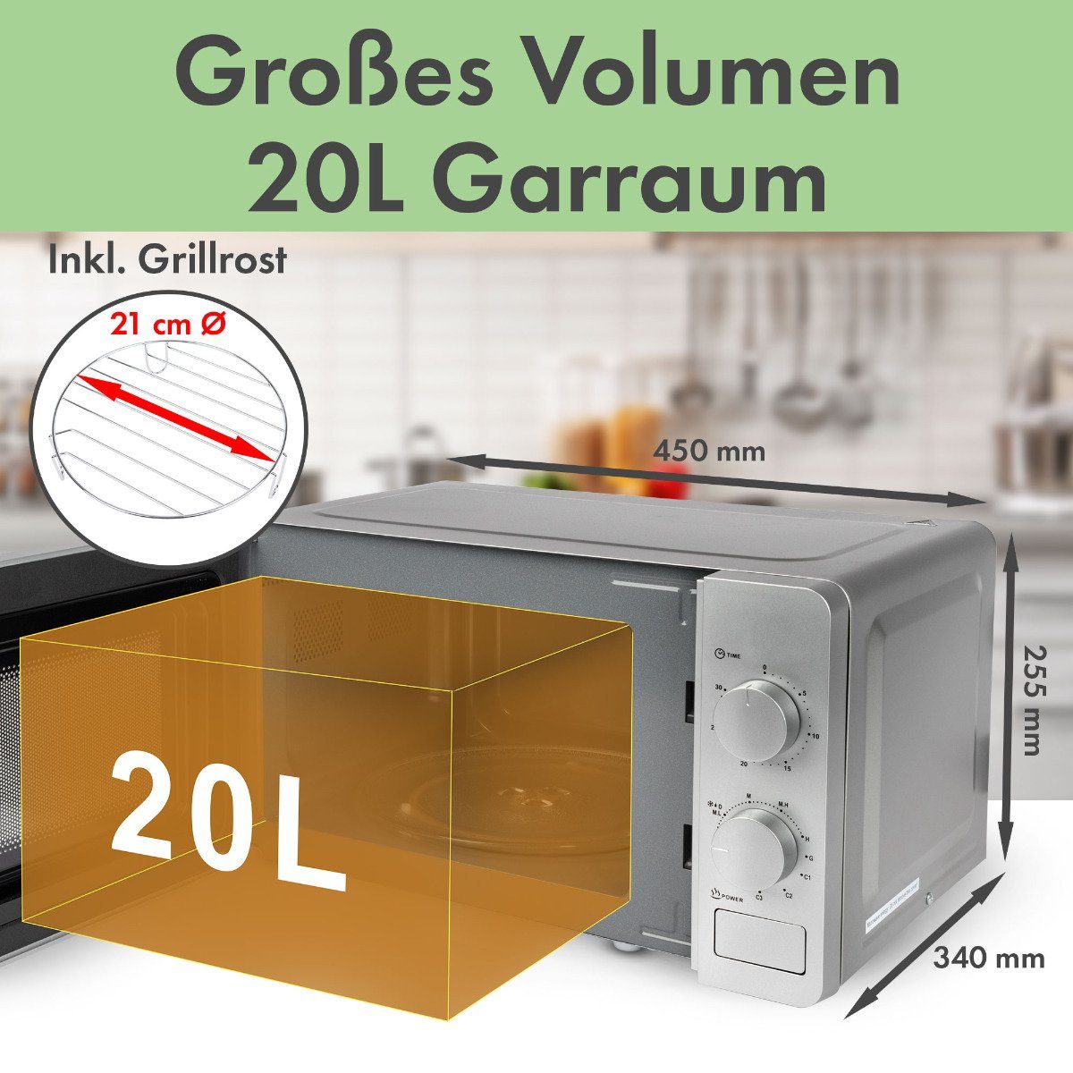 Mikrowelle MWG Grillfunktion & silber Garraum CLATRONIC Mikrowelle mit 20L 792,