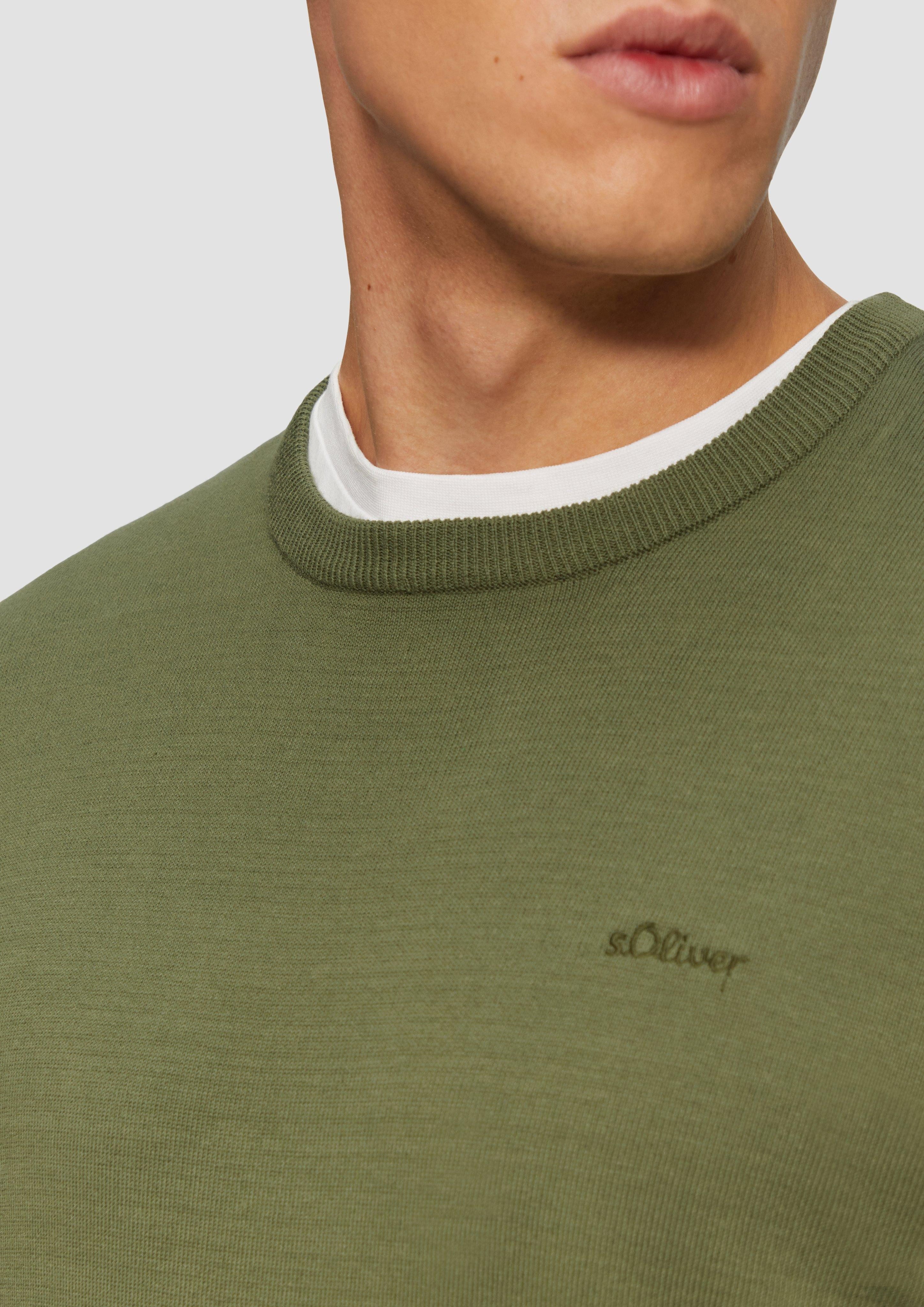 s.Oliver Strickpullover Strickpullover mit Logo-Stickerei Logo günstig online kaufen